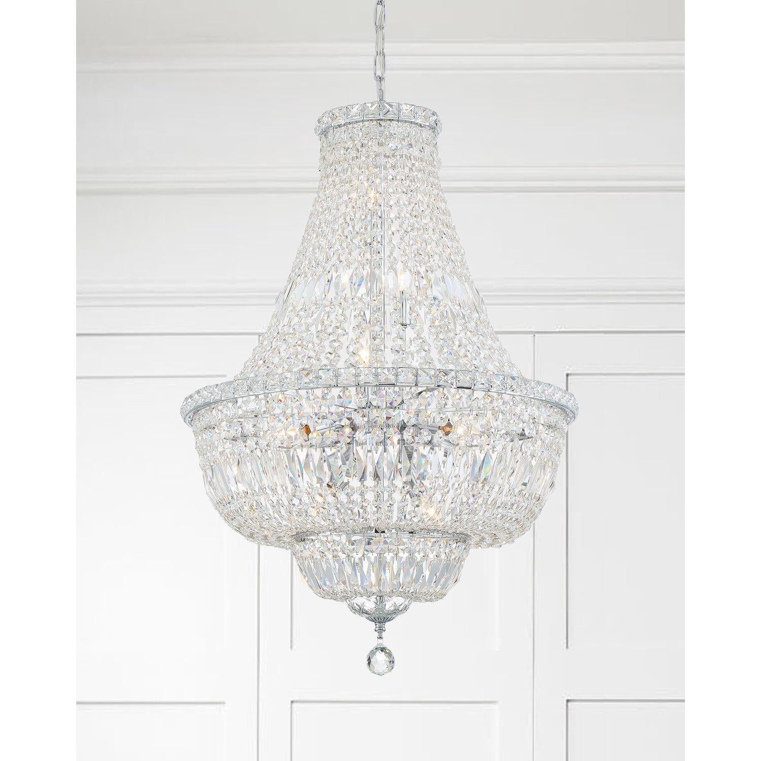 Crystorama Roslyn ROS-A1009-CH-CL-MWP – 22 Inch – 9 Light – Chandelier – Polished Chrome – Dry Rated