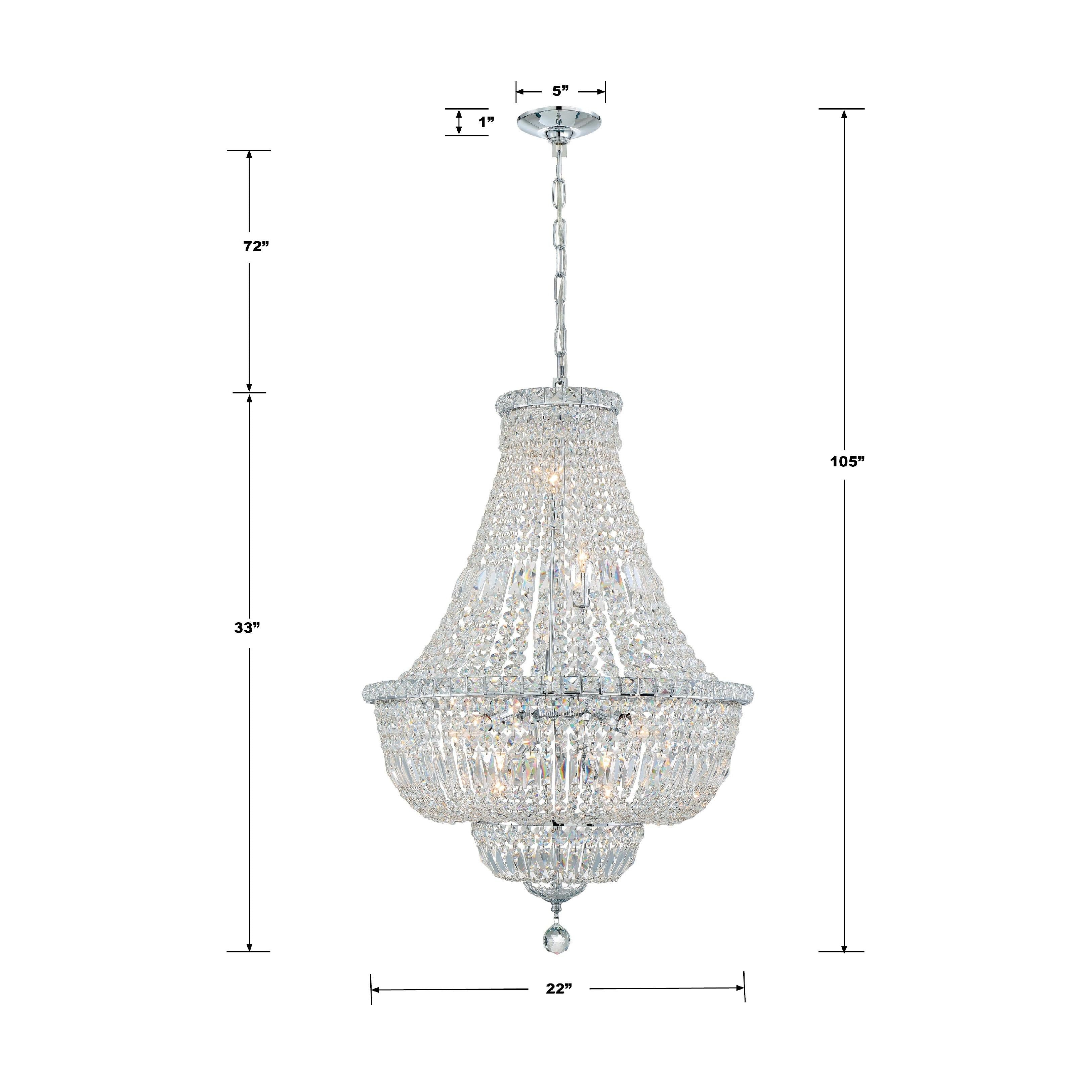 Crystorama Roslyn ROS-A1009-CH-CL-MWP – 22 Inch – 9 Light – Chandelier – Polished Chrome – Dry Rated