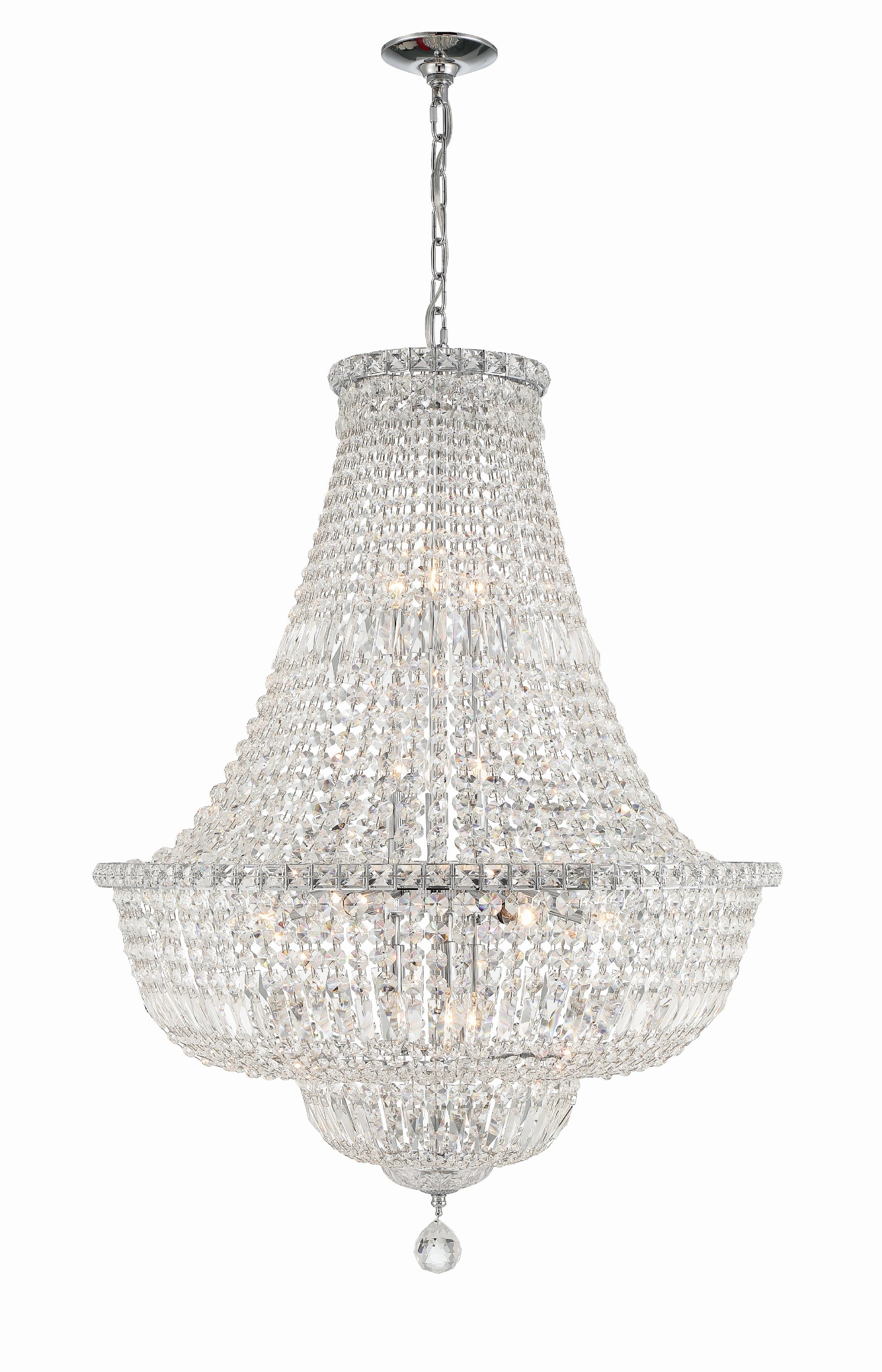 Crystorama Roslyn ROS-A1015-CH-CL-MWP – 28 Inch – 15 Light – Chandelier – Polished Chrome – Dry Rated