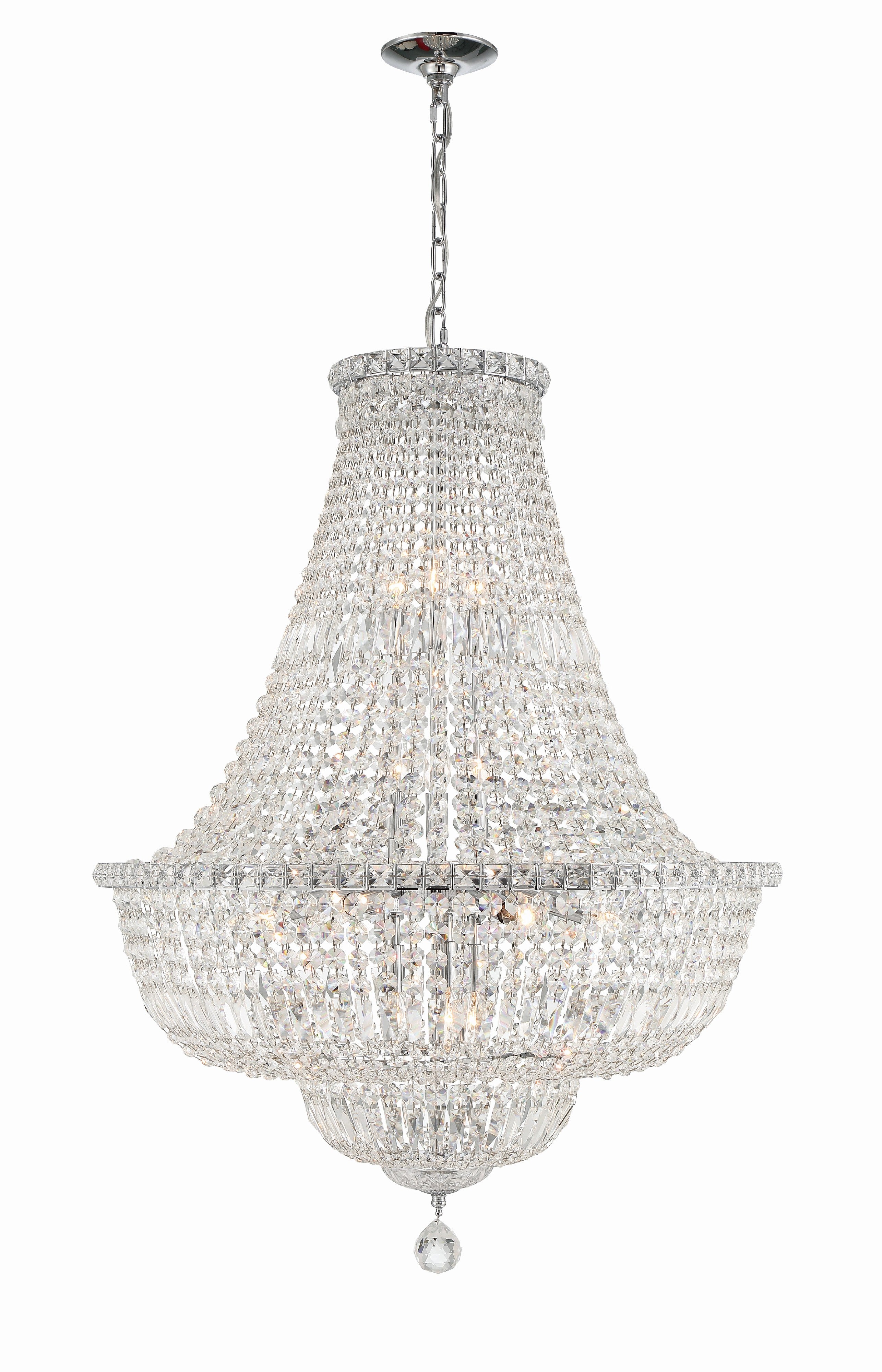 Crystorama Roslyn ROS-A1015-CH-CL-MWP – 28 Inch – 15 Light – Chandelier – Polished Chrome – Dry Rated