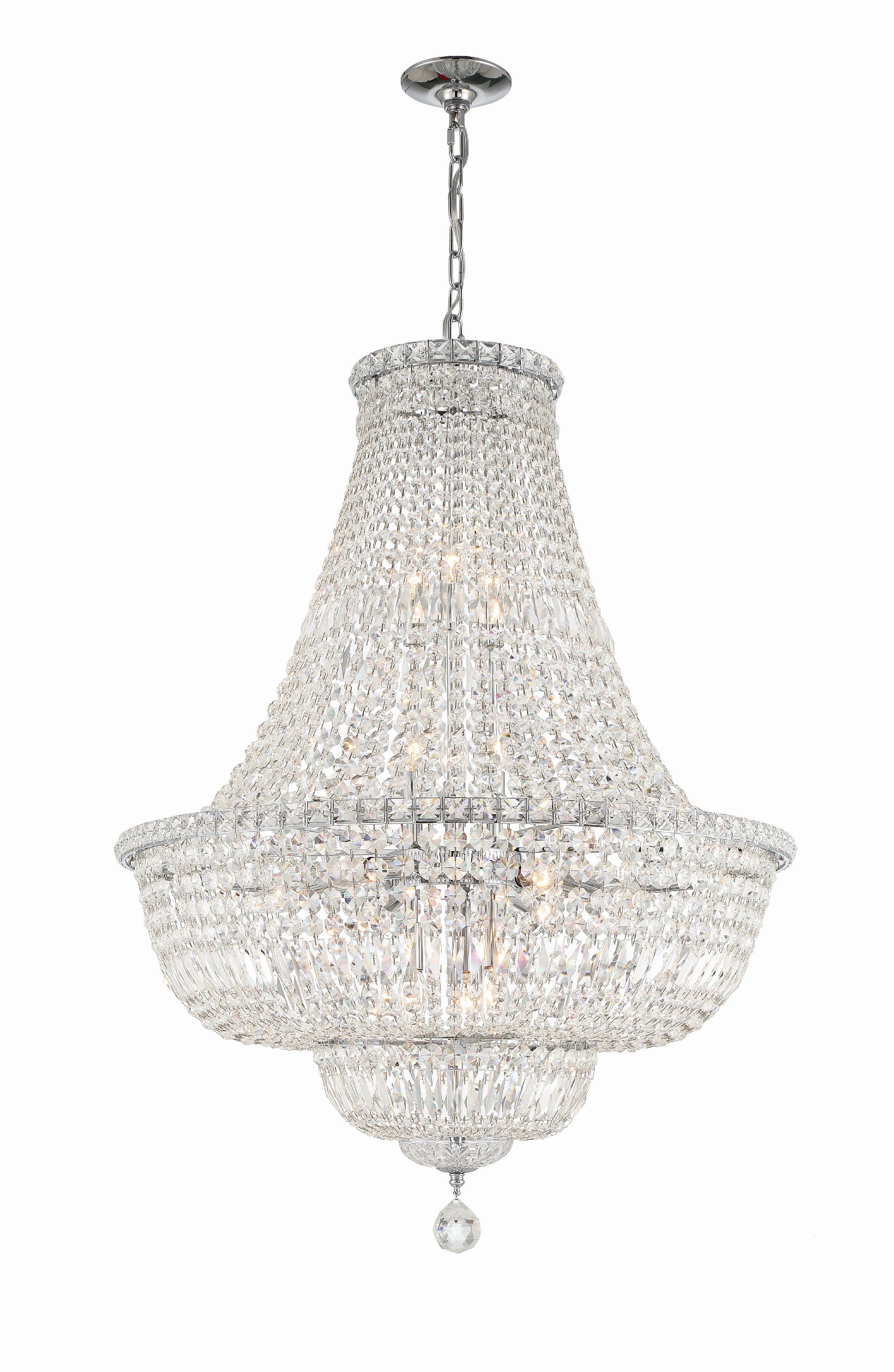 Crystorama Roslyn ROS-A1015-CH-CL-MWP – 28 Inch – 15 Light – Chandelier – Polished Chrome – Dry Rated