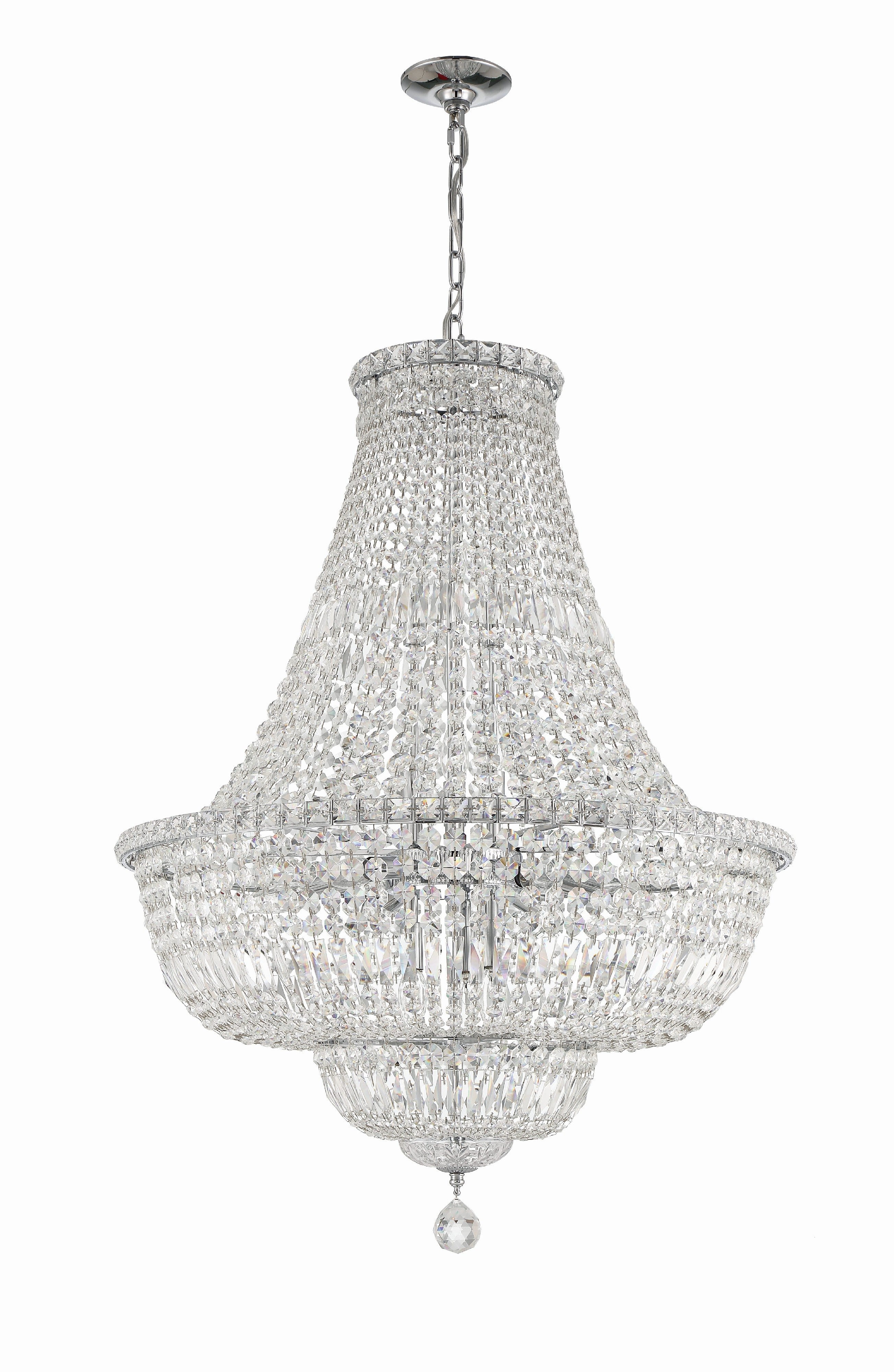 Crystorama Roslyn ROS-A1015-CH-CL-MWP – 28 Inch – 15 Light – Chandelier – Polished Chrome – Dry Rated