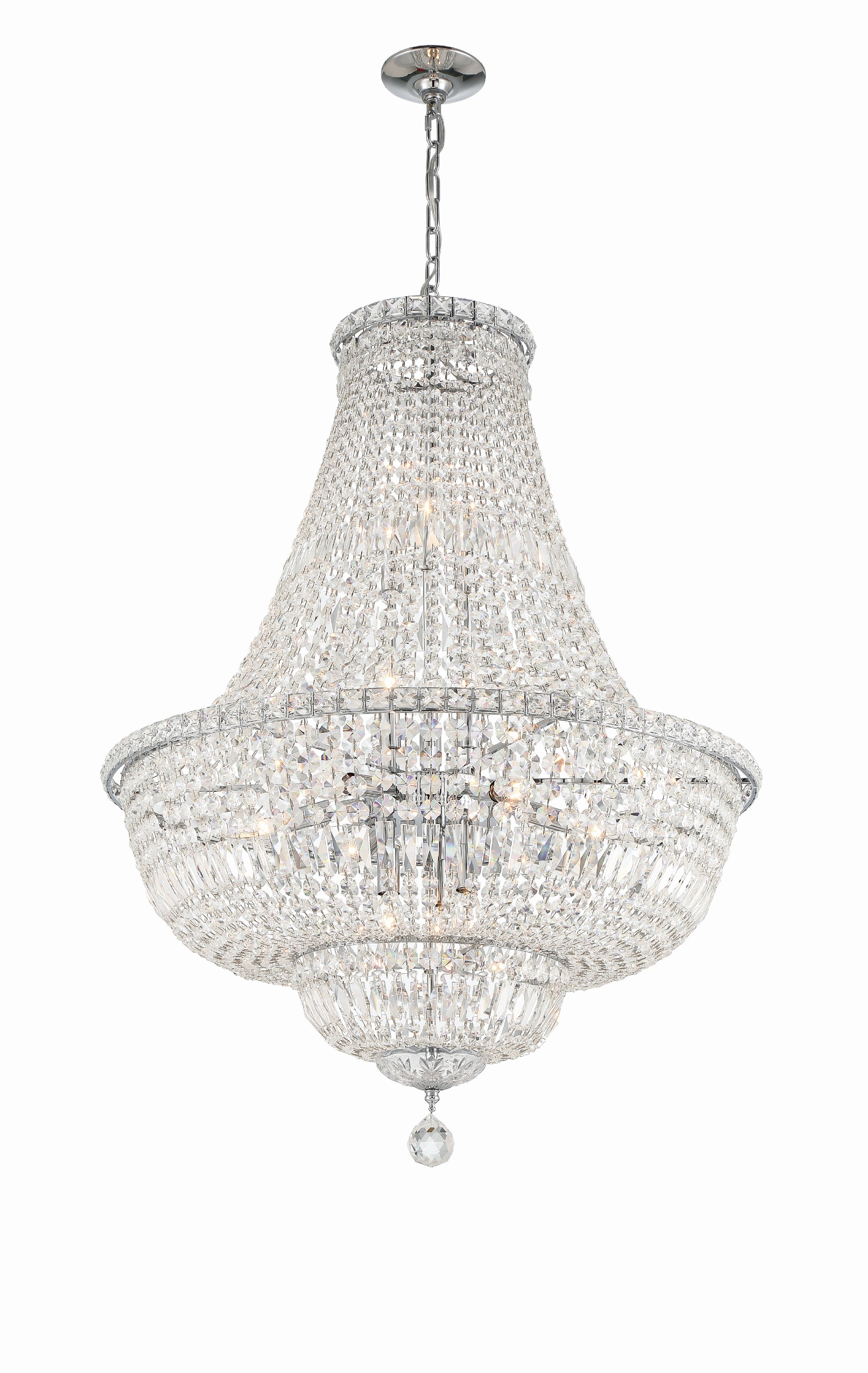 Crystorama Roslyn ROS-A1015-CH-CL-MWP – 28 Inch – 15 Light – Chandelier – Polished Chrome – Dry Rated