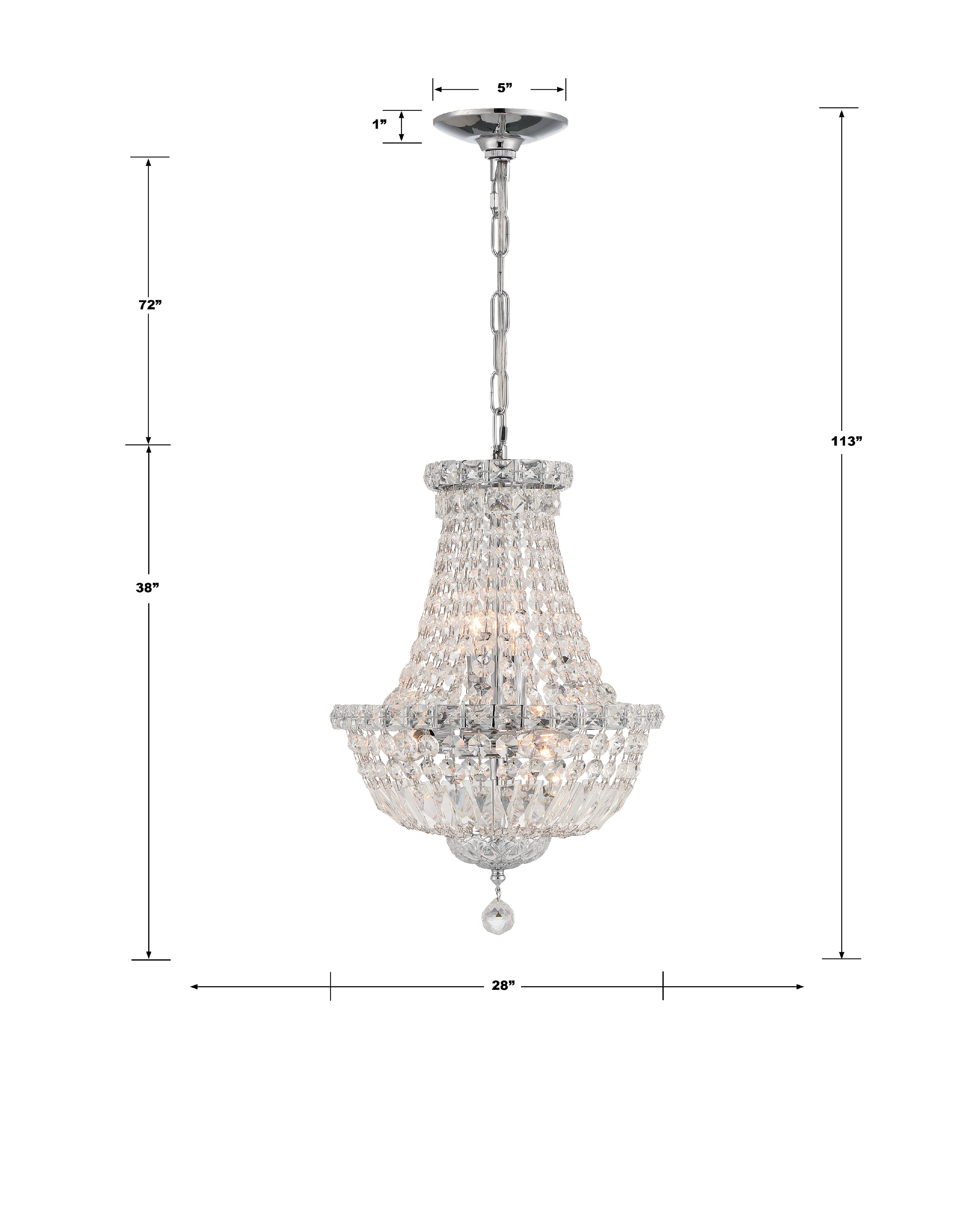 Crystorama Roslyn ROS-A1015-CH-CL-MWP – 28 Inch – 15 Light – Chandelier – Polished Chrome – Dry Rated
