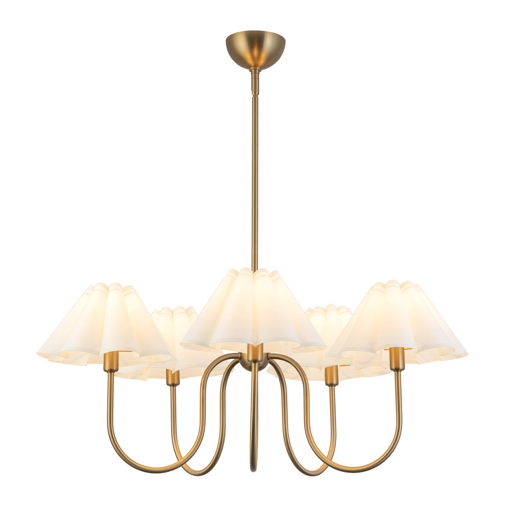 Rosemary 31-in Brushed Gold/Folded White Socket Chandelier