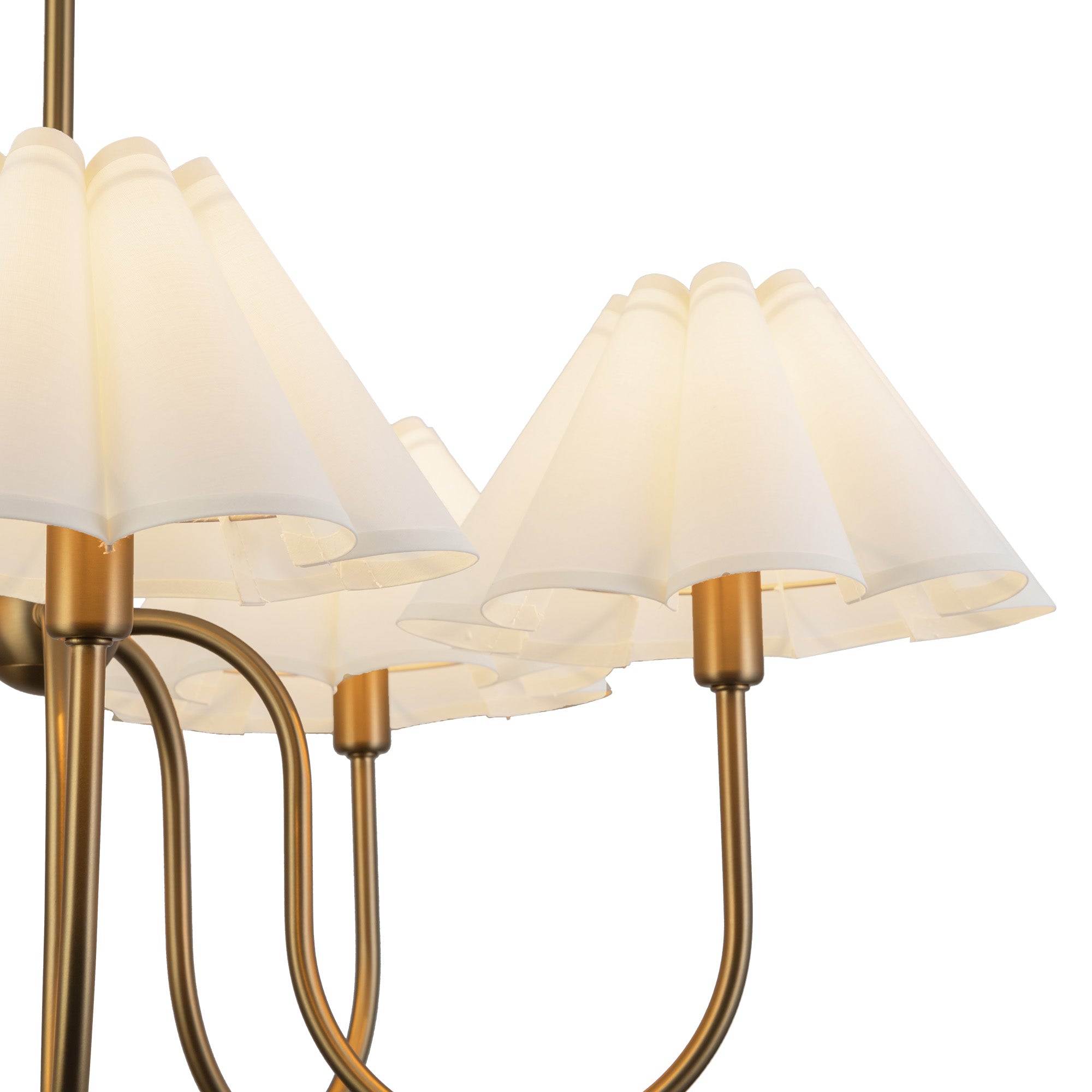 Rosemary 31-in Brushed Gold/Folded White Socket Chandelier