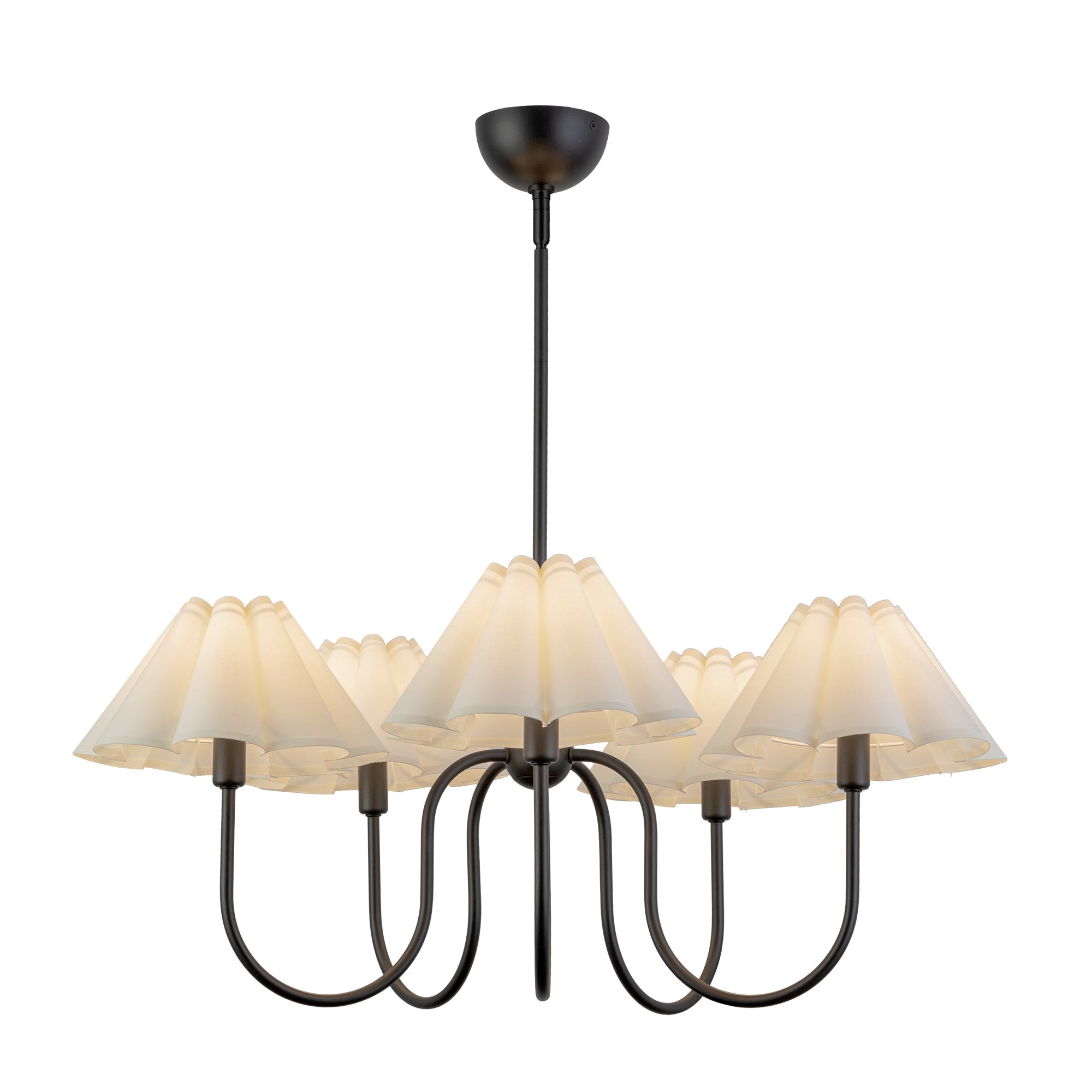 Rosemary 31-in Matte Black/Folded White Socket Chandelier