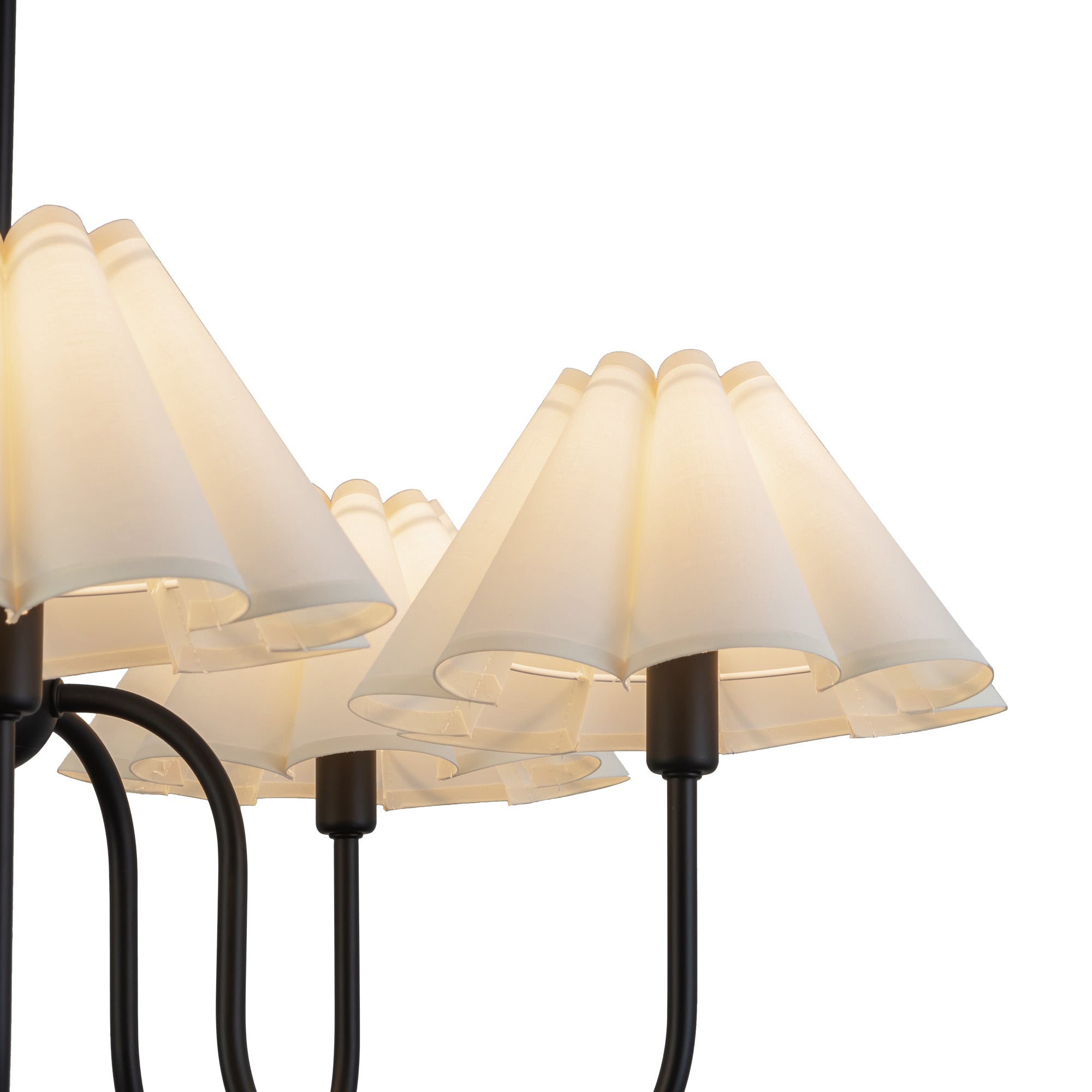 Rosemary 31-in Matte Black/Folded White Socket Chandelier