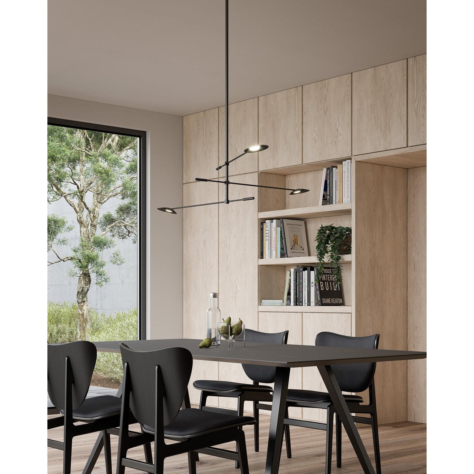 Kuzco Lighting CH90132-BK-UNV Rotaire 32-in LED Chandelier, UL Rated, Black