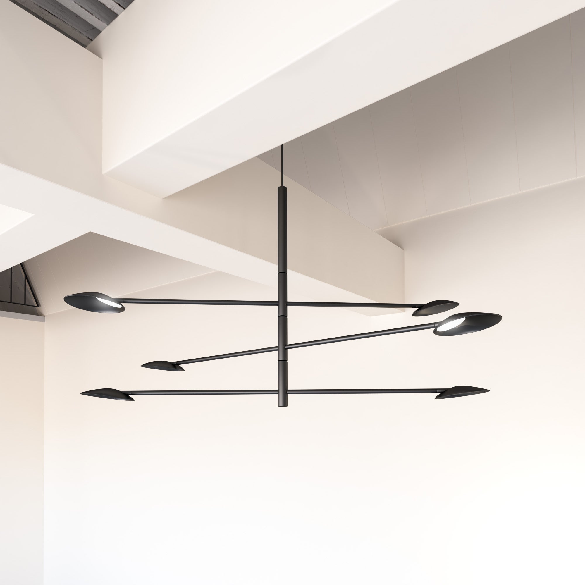 Kuzco Rotaire 36-in Black LED Chandelier, UL Damp Rated, Black