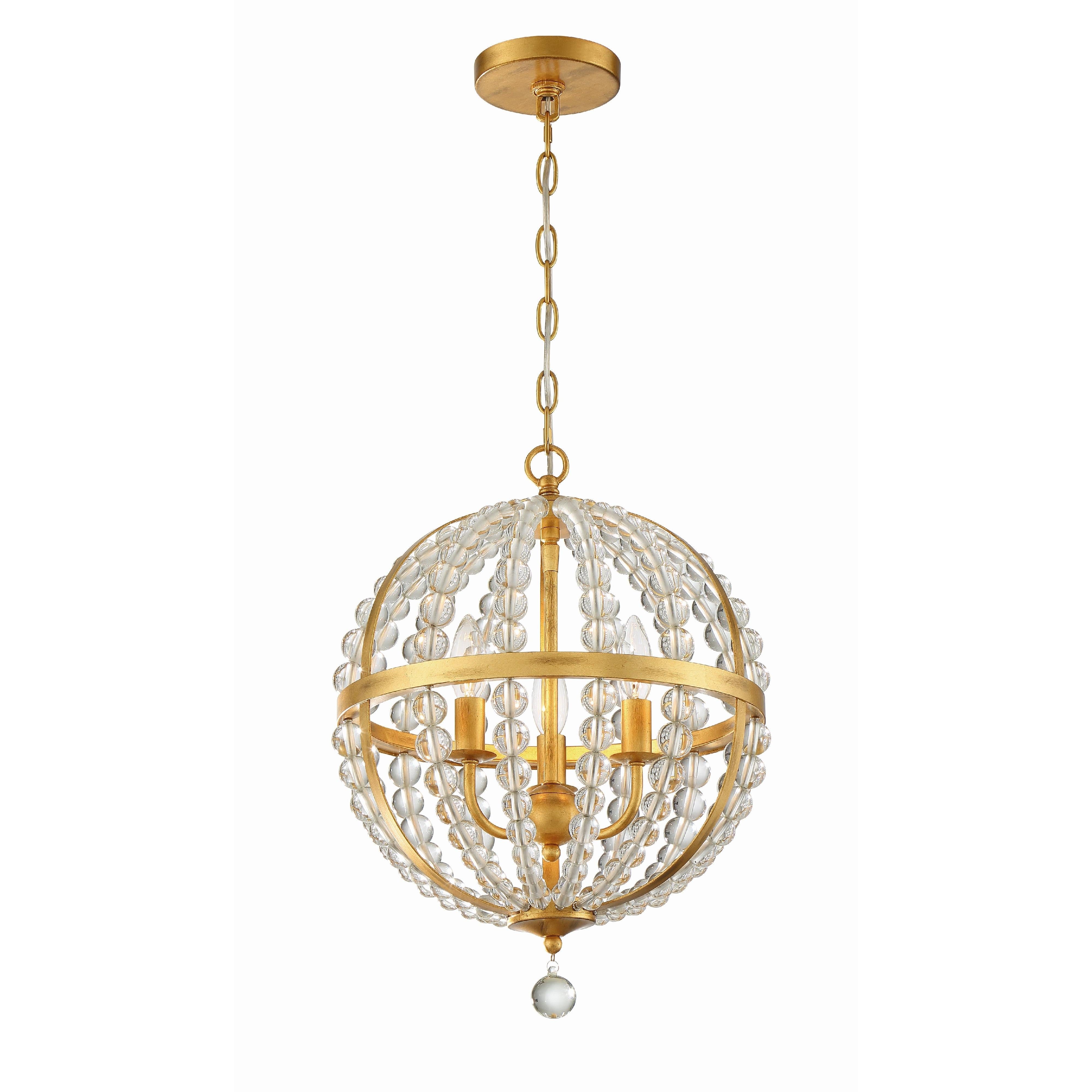 Crystorama Roxy ROX-A9003-GA – 14 Inch – 3 Light – Chandelier – Antique Gold – Dry Rated
