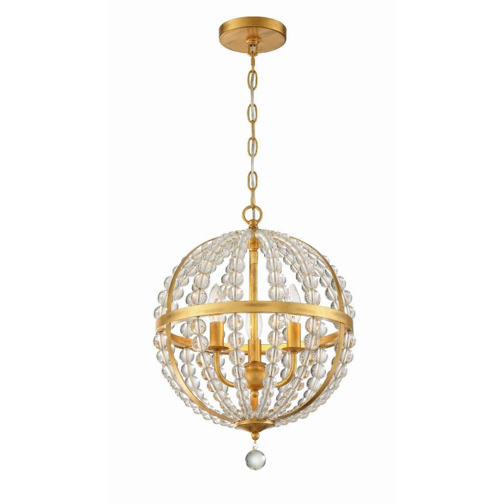 Roxy 3 Light Antique Gold Mini Chandelier