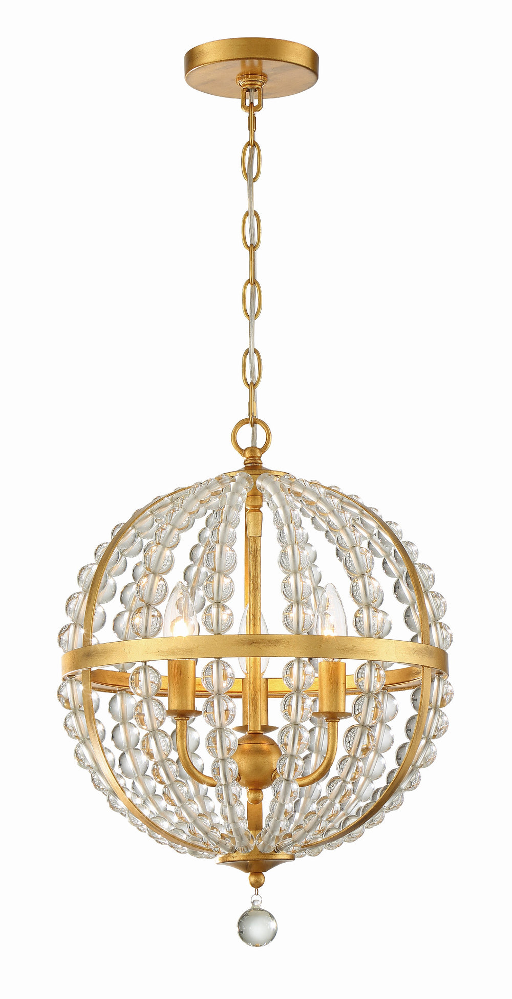 Crystorama Lighting ROX-A9003-GA Mini Chandelier, UL Dry Rated, Antique Gold