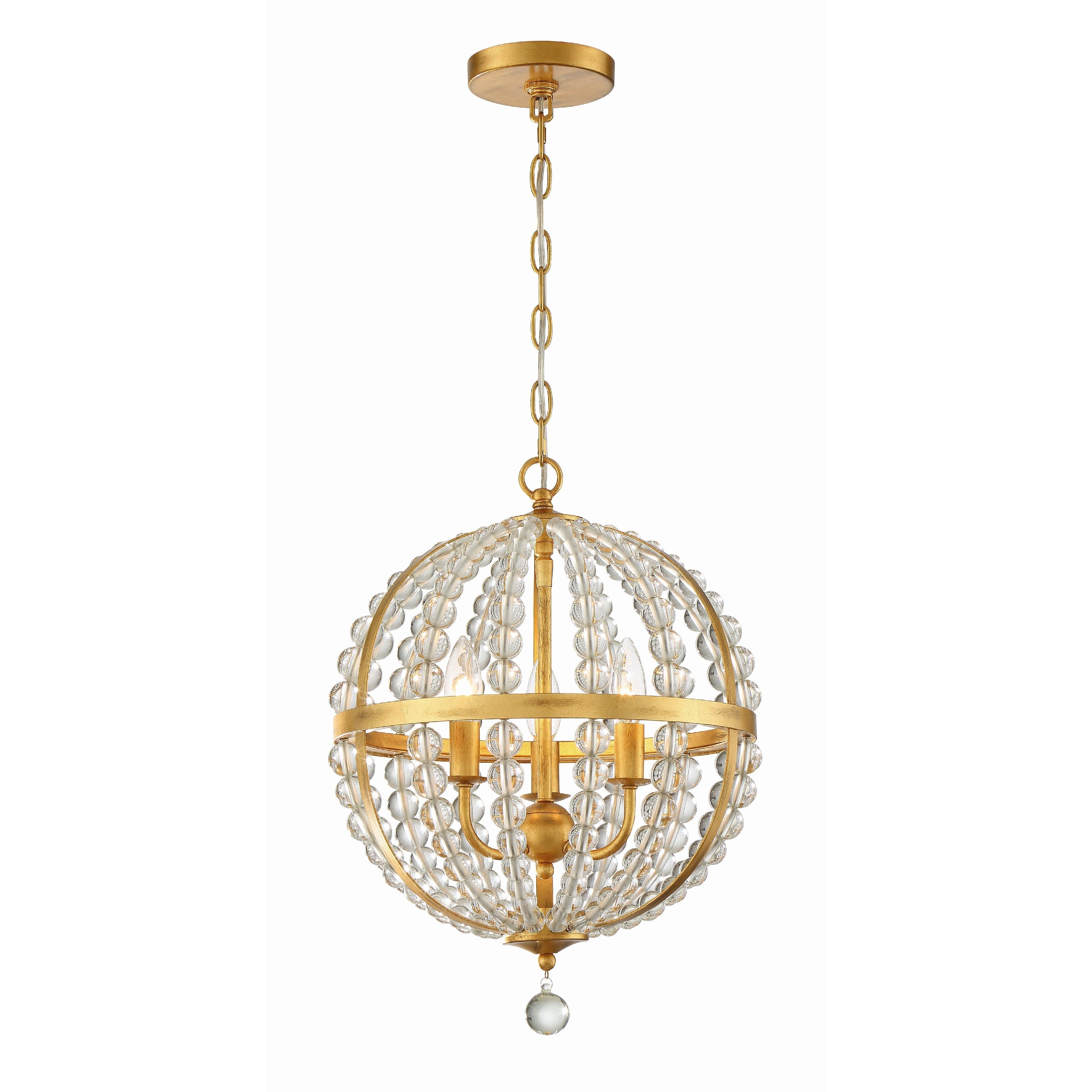 Crystorama Roxy ROX-A9003-GA – 14 Inch – 3 Light – Chandelier – Antique Gold – Dry Rated