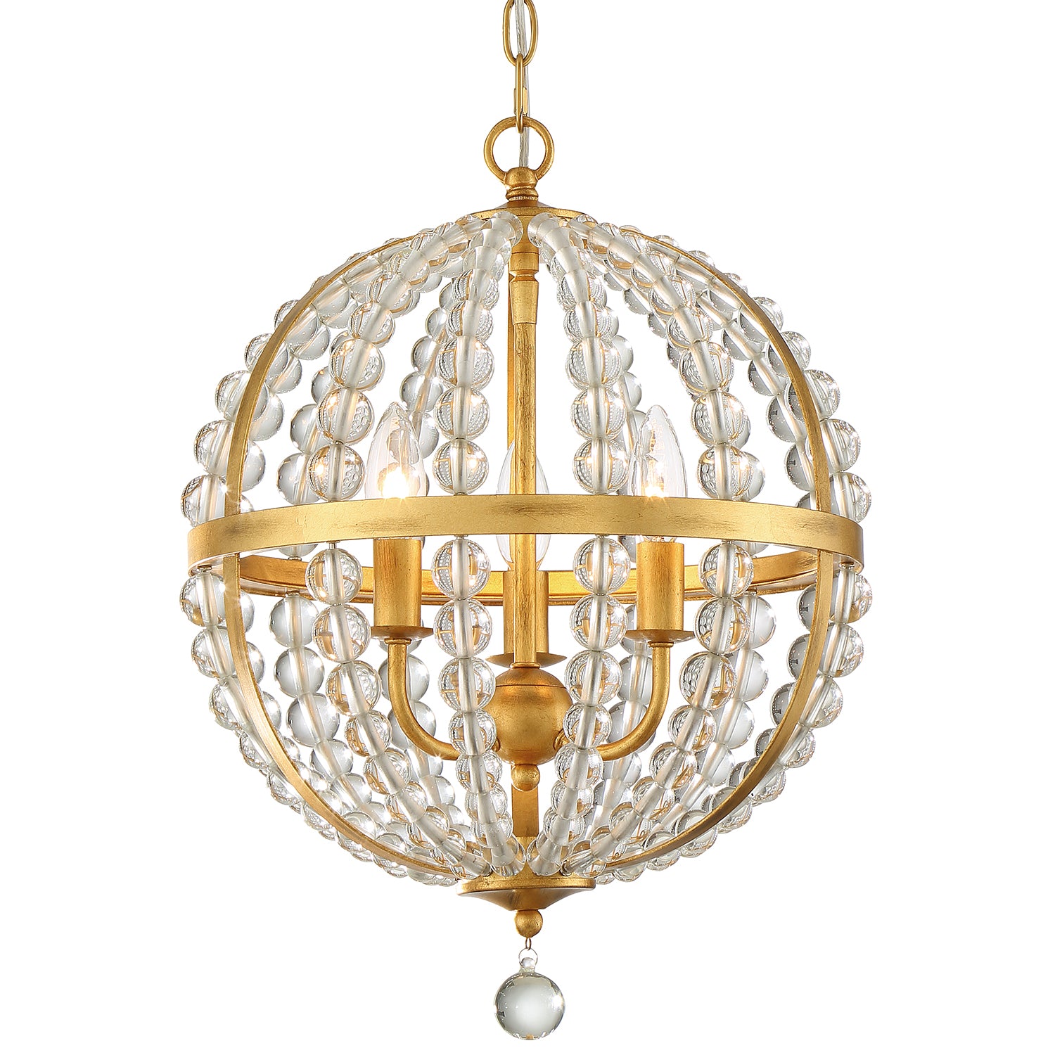 Crystorama Roxy ROX-A9003-GA – 14 Inch – 3 Light – Chandelier – Antique Gold – Dry Rated
