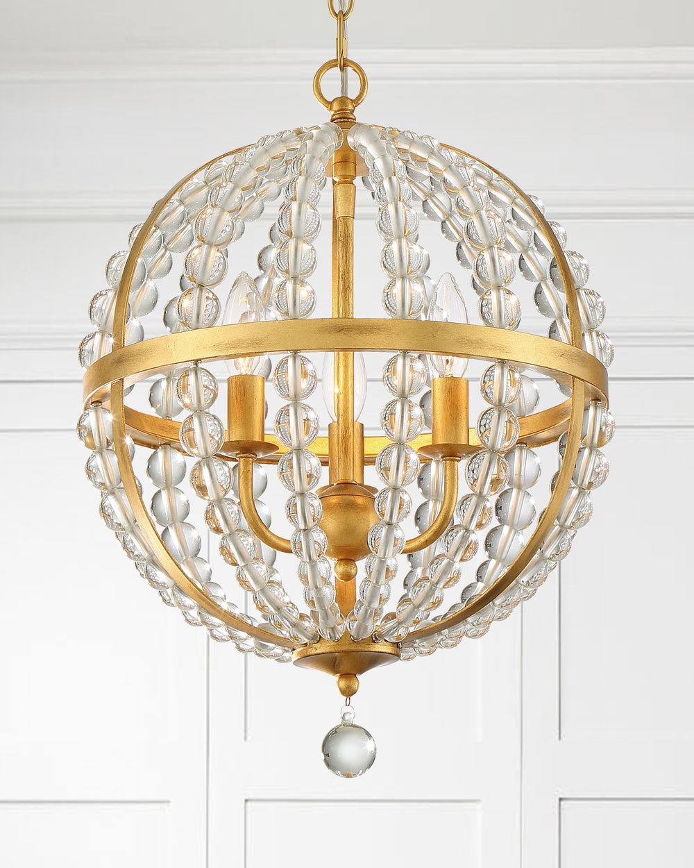 Crystorama Lighting ROX-A9003-GA Mini Chandelier, UL Dry Rated, Antique Gold