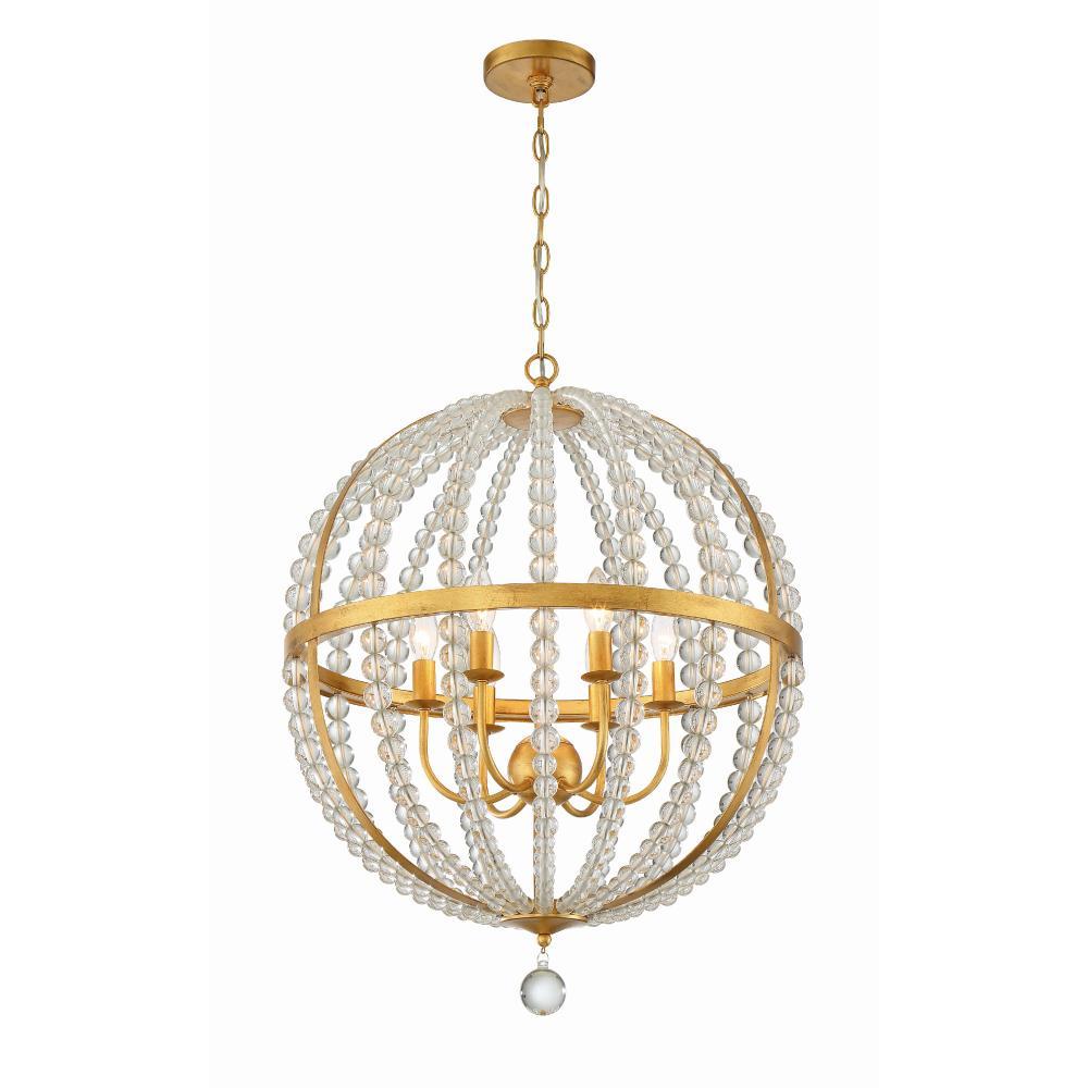 Roxy 6 Light Antique Gold Chandelier