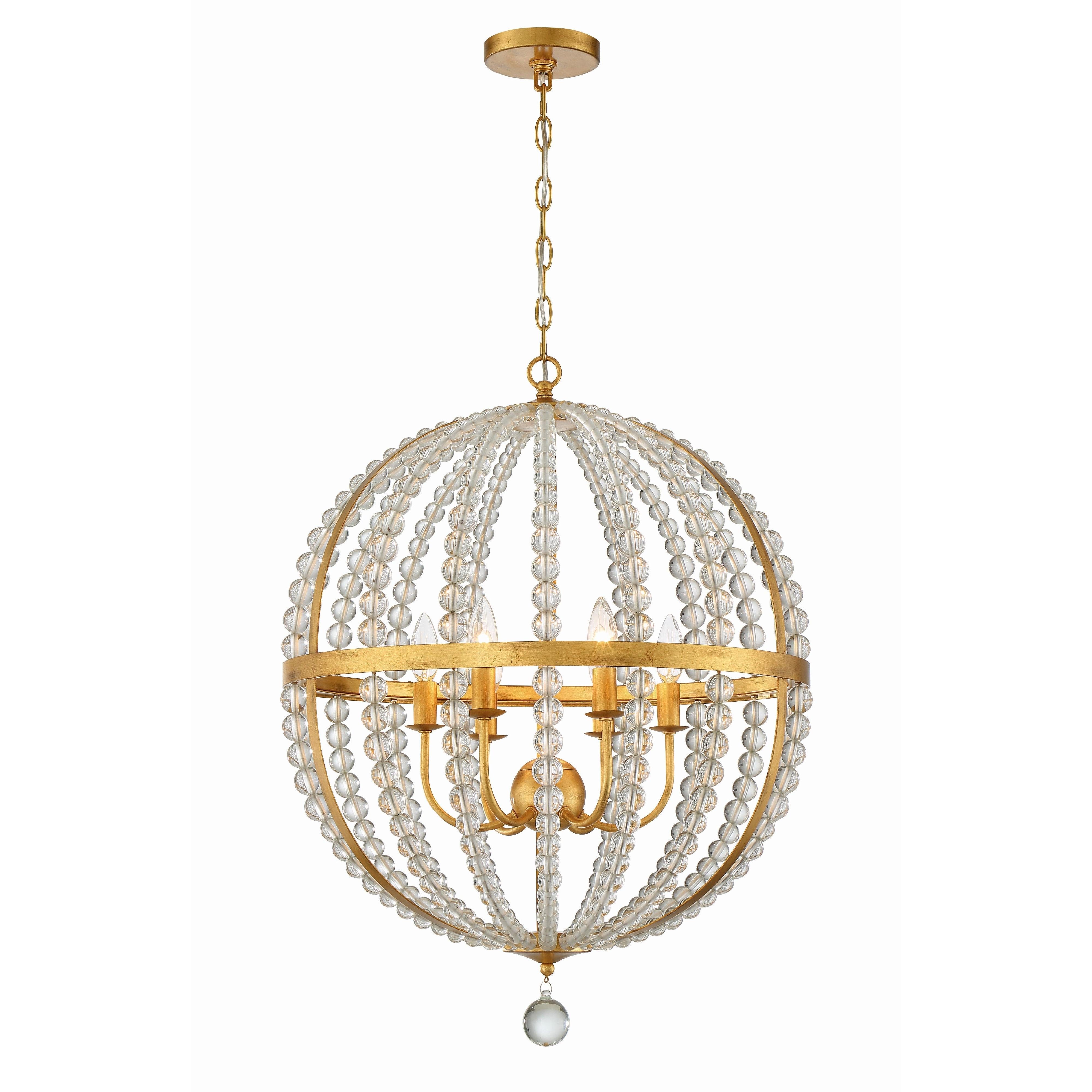 Crystorama Roxy ROX-A9006-GA – 22 Inch – 6 Light – Chandelier – Antique Gold – Dry Rated