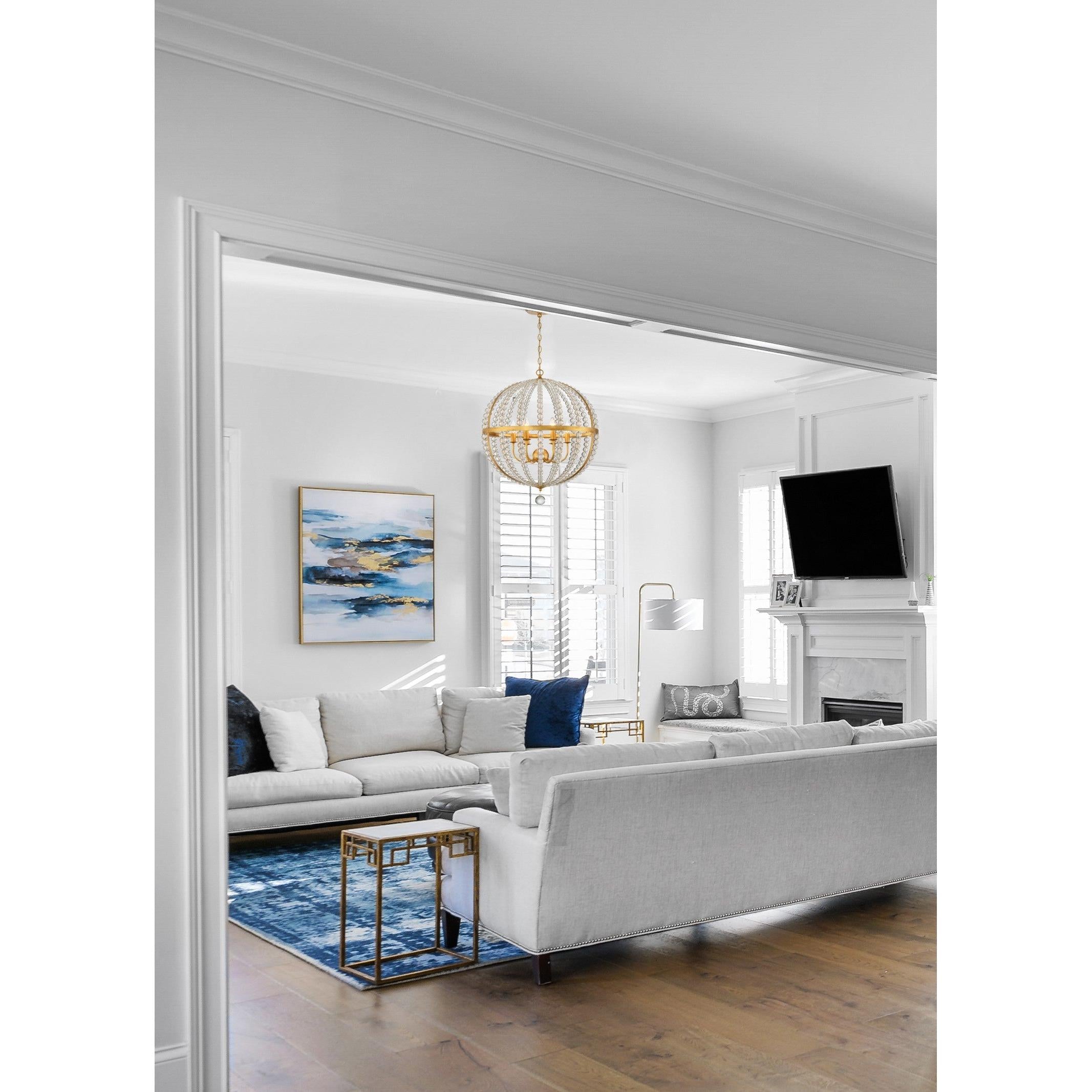 Crystorama Roxy ROX-A9006-GA – 22 Inch – 6 Light – Chandelier – Antique Gold – Dry Rated