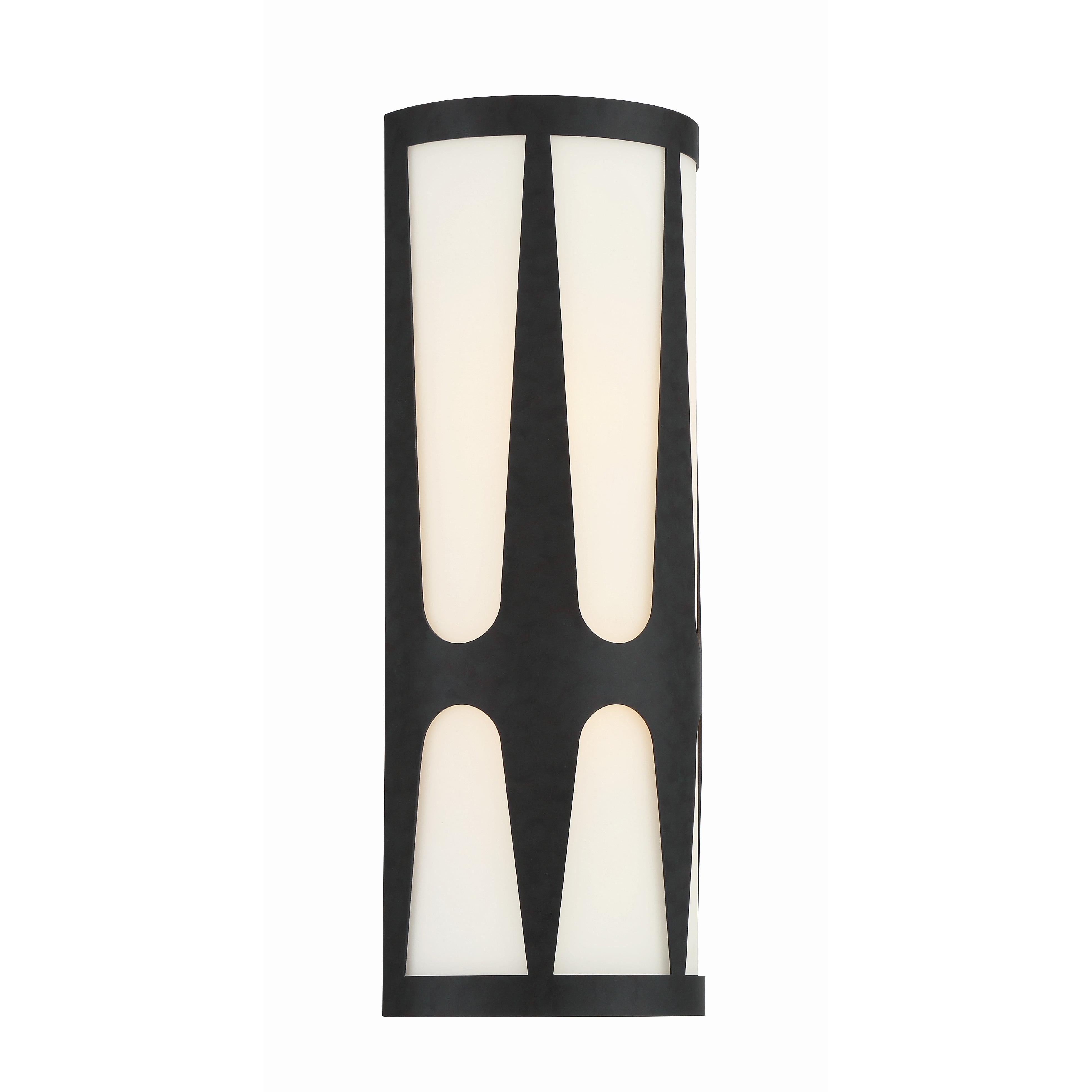 Crystorama Royston ROY-802-BK – 6.75 Inch – 2 Light – Sconce – Black – Damp Rated