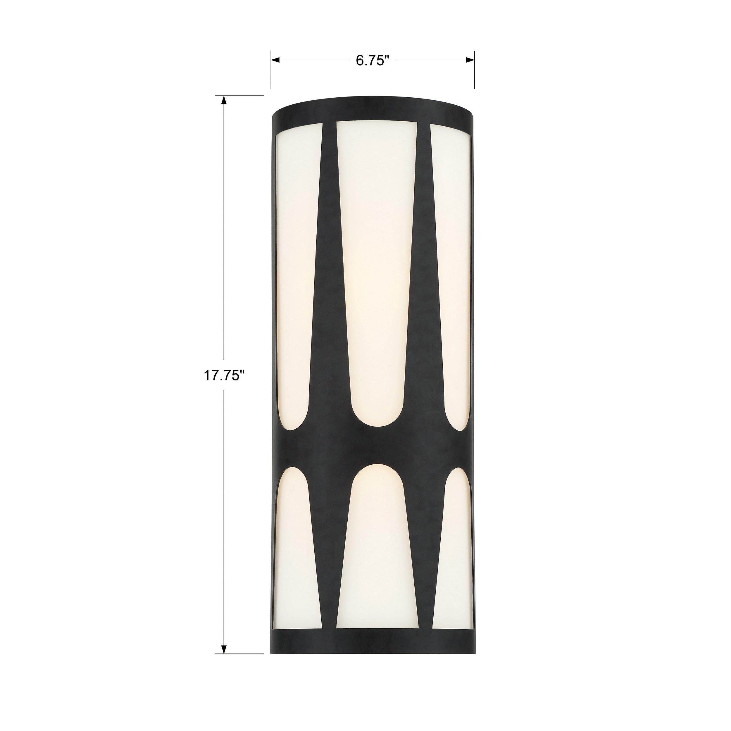 Crystorama Royston ROY-802-BK – 6.75 Inch – 2 Light – Sconce – Black – Damp Rated
