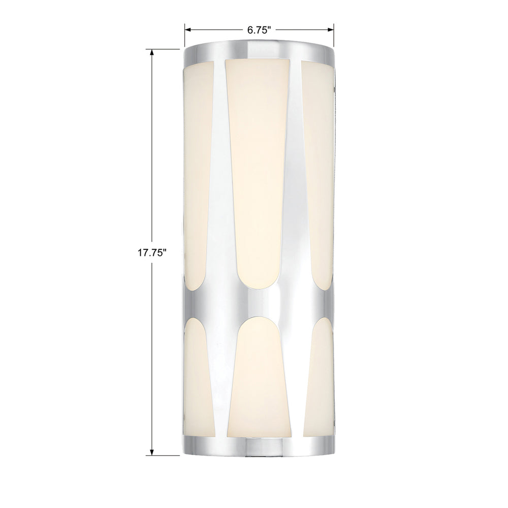 Crystorama Lighting ROY-802-CH Royston 2 Light Sconce, UL Damp Rated, Polished Chrome