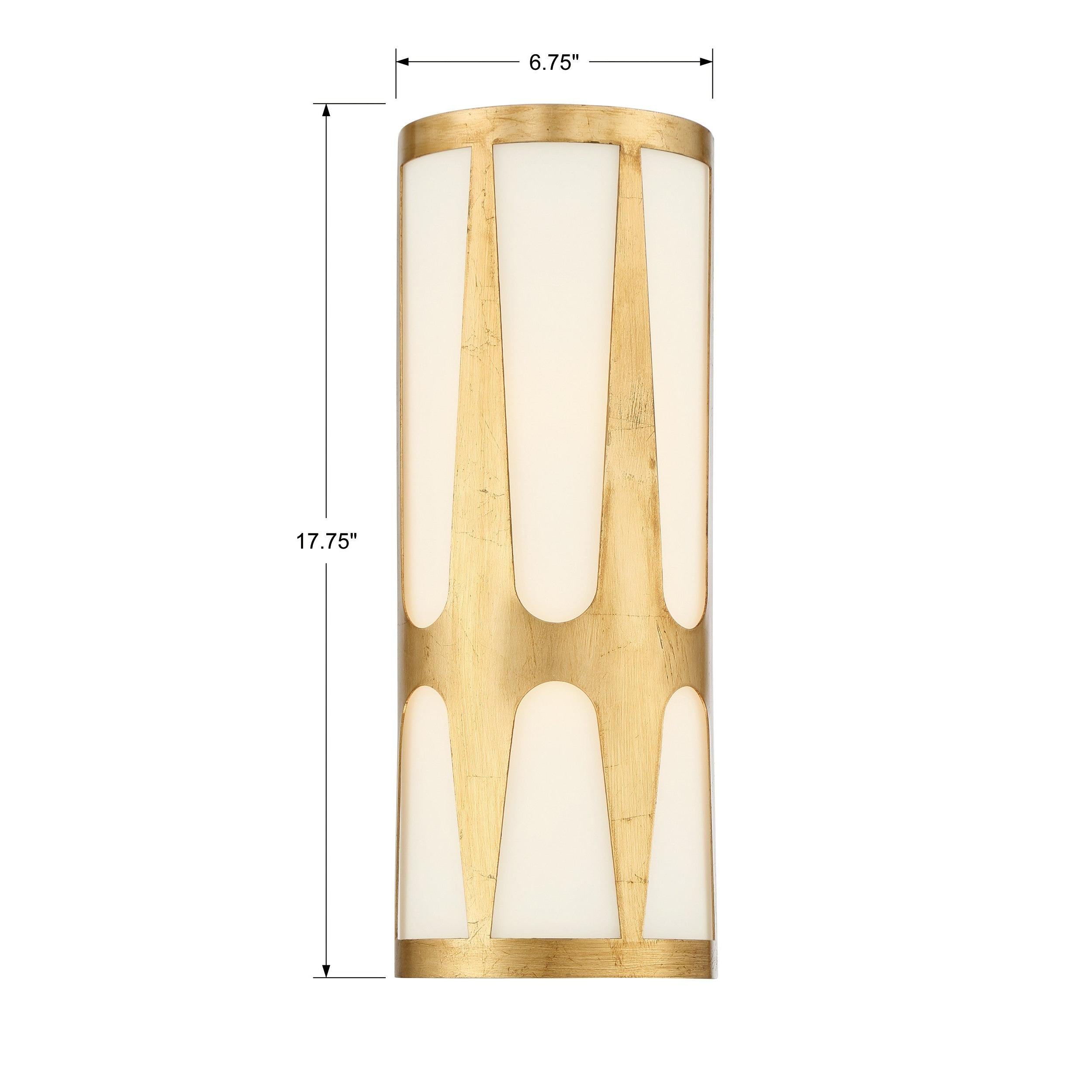 Crystorama Royston ROY-802-GA – 6.75 Inch – 2 Light – Sconce – Antique Gold – Damp Rated