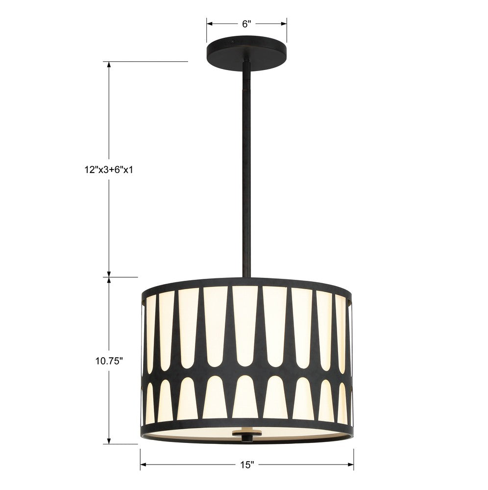 Crystorama ROYSTON ROY-803-BK Pendant Modern - Black