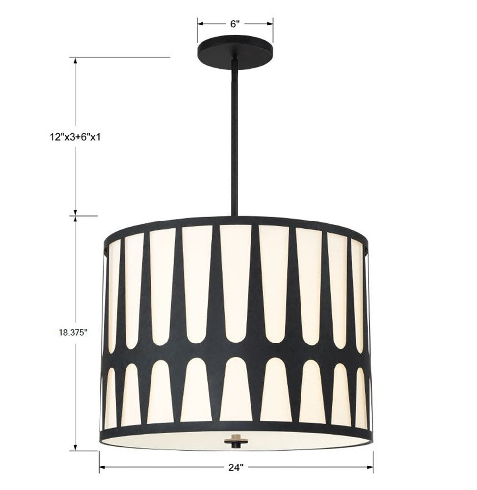 Crystorama ROYSTON ROY-809-BK Pendant Modern - Black