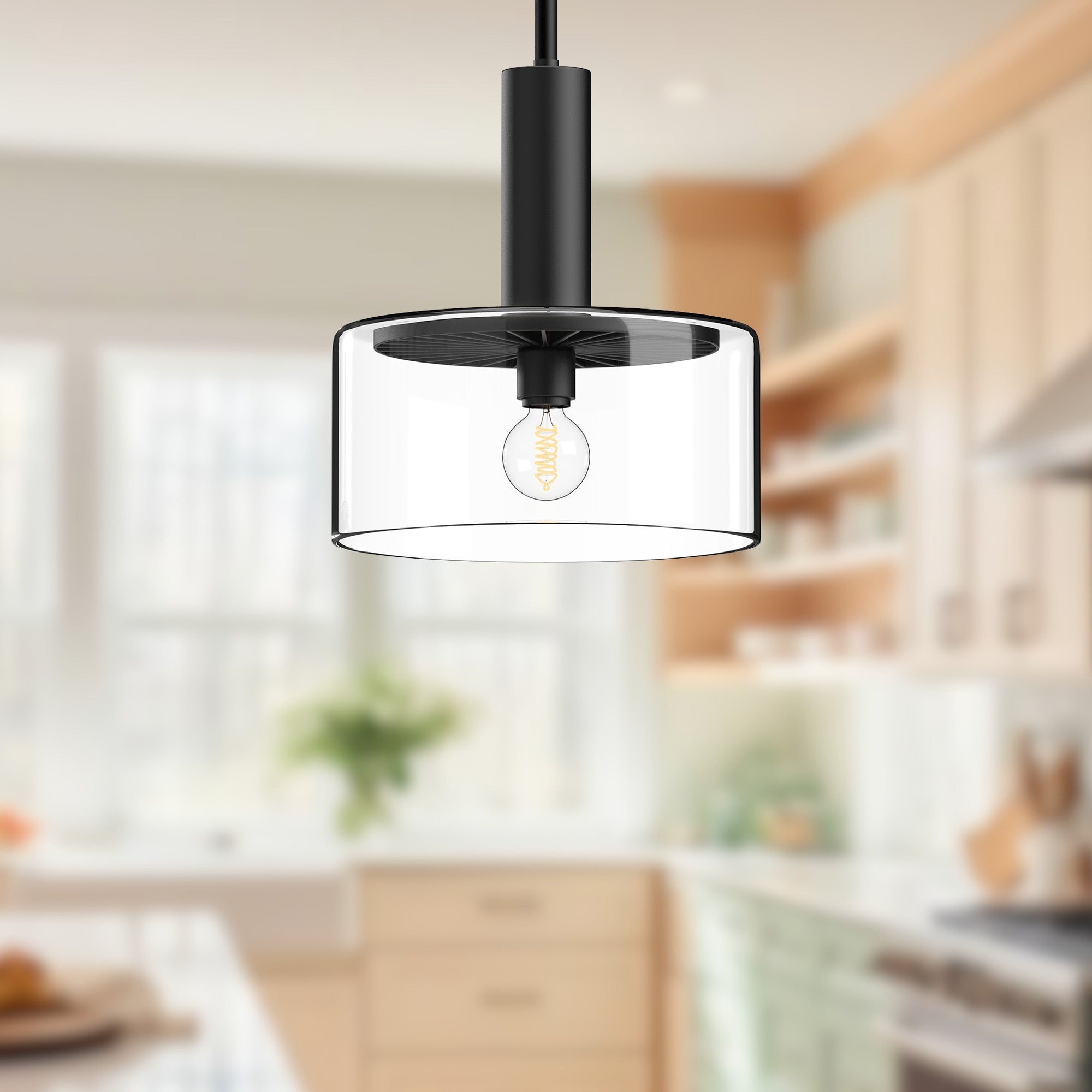 Royale 10-in Clear Glass/Matte Black 1 Light Pendant