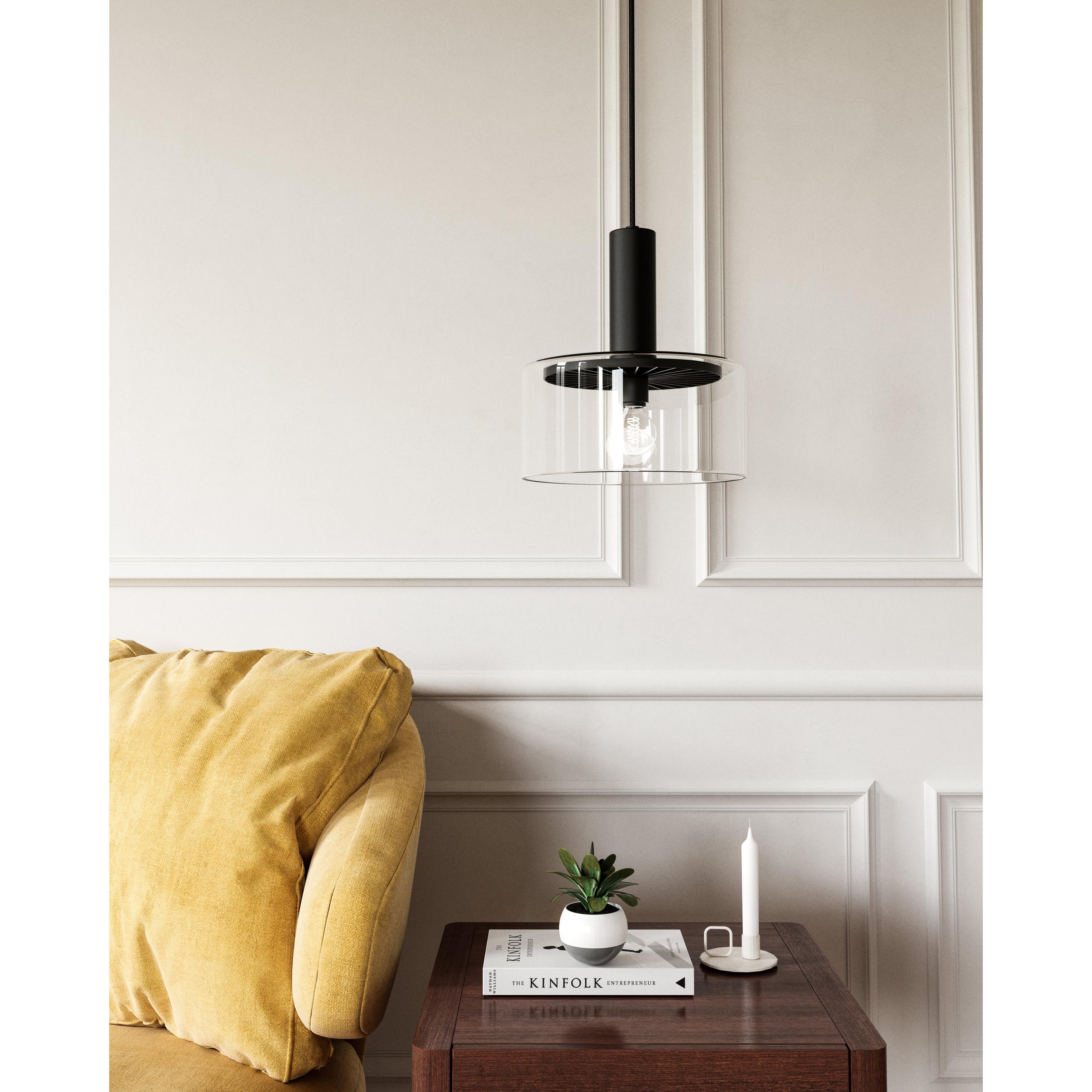 Royale 10-in Clear Glass/Matte Black 1 Light Pendant