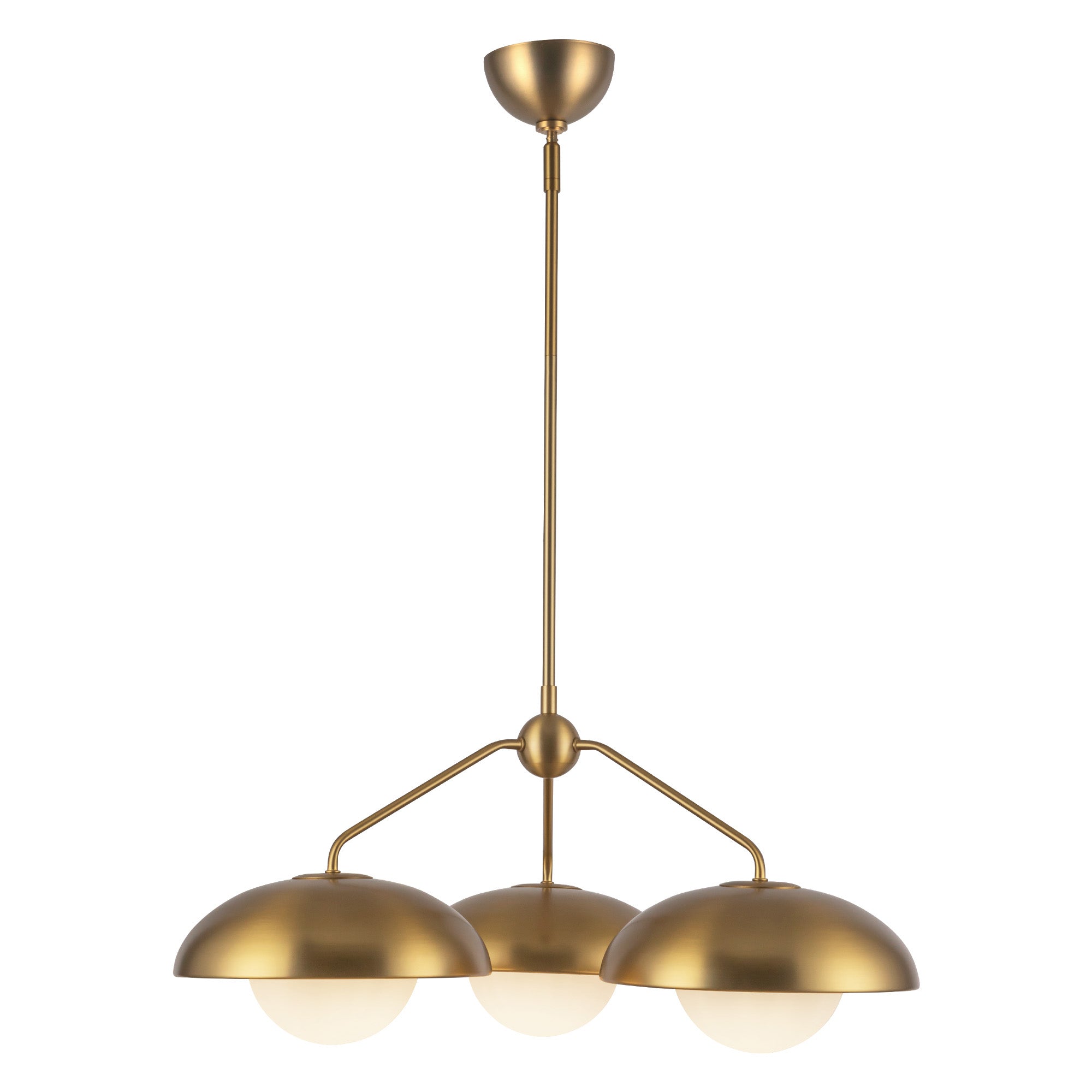 Rubio 28-in Aged Gold/Opal Matte Glass 3 Lights Chandeliers