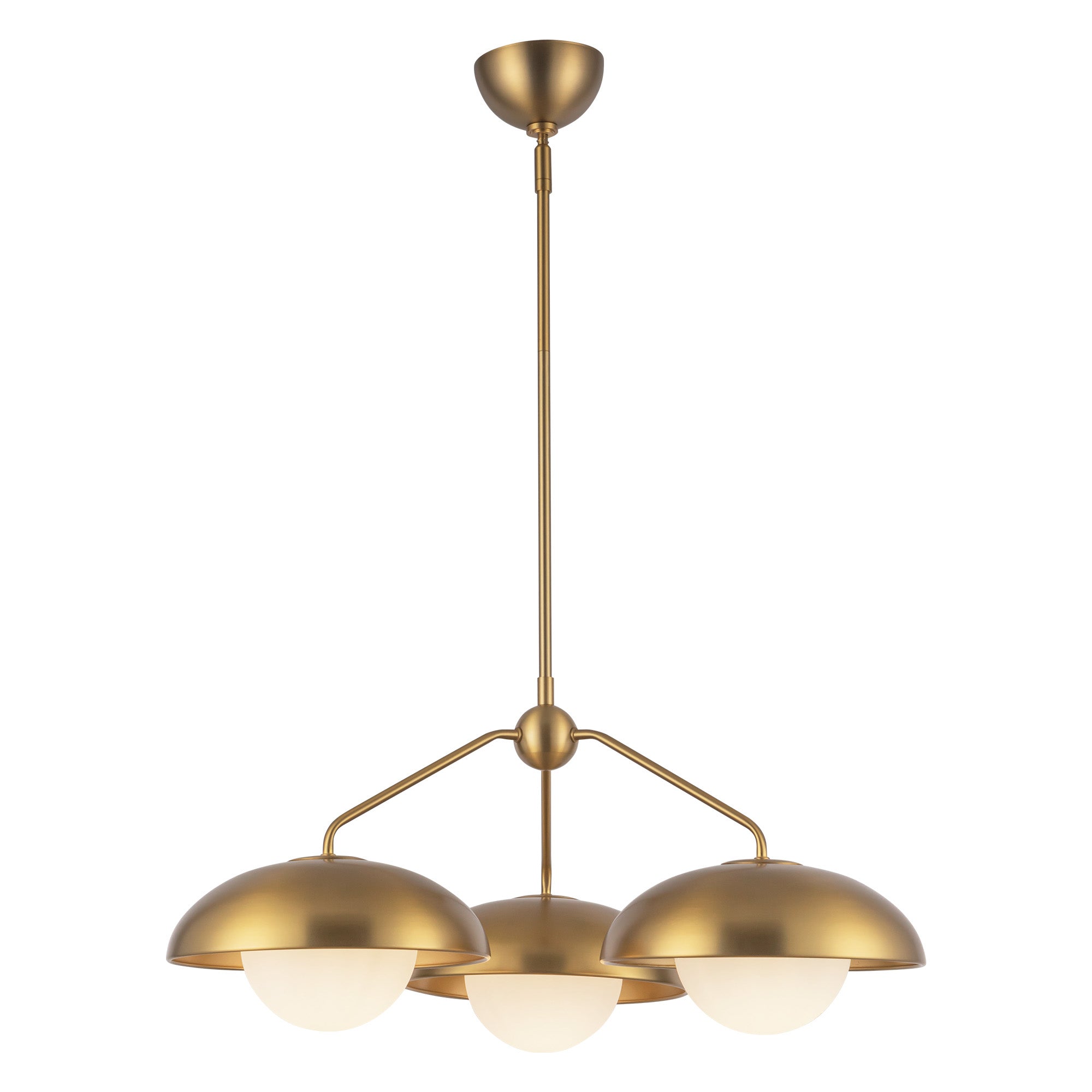 Rubio 28-in Aged Gold/Opal Matte Glass 3 Lights Chandeliers