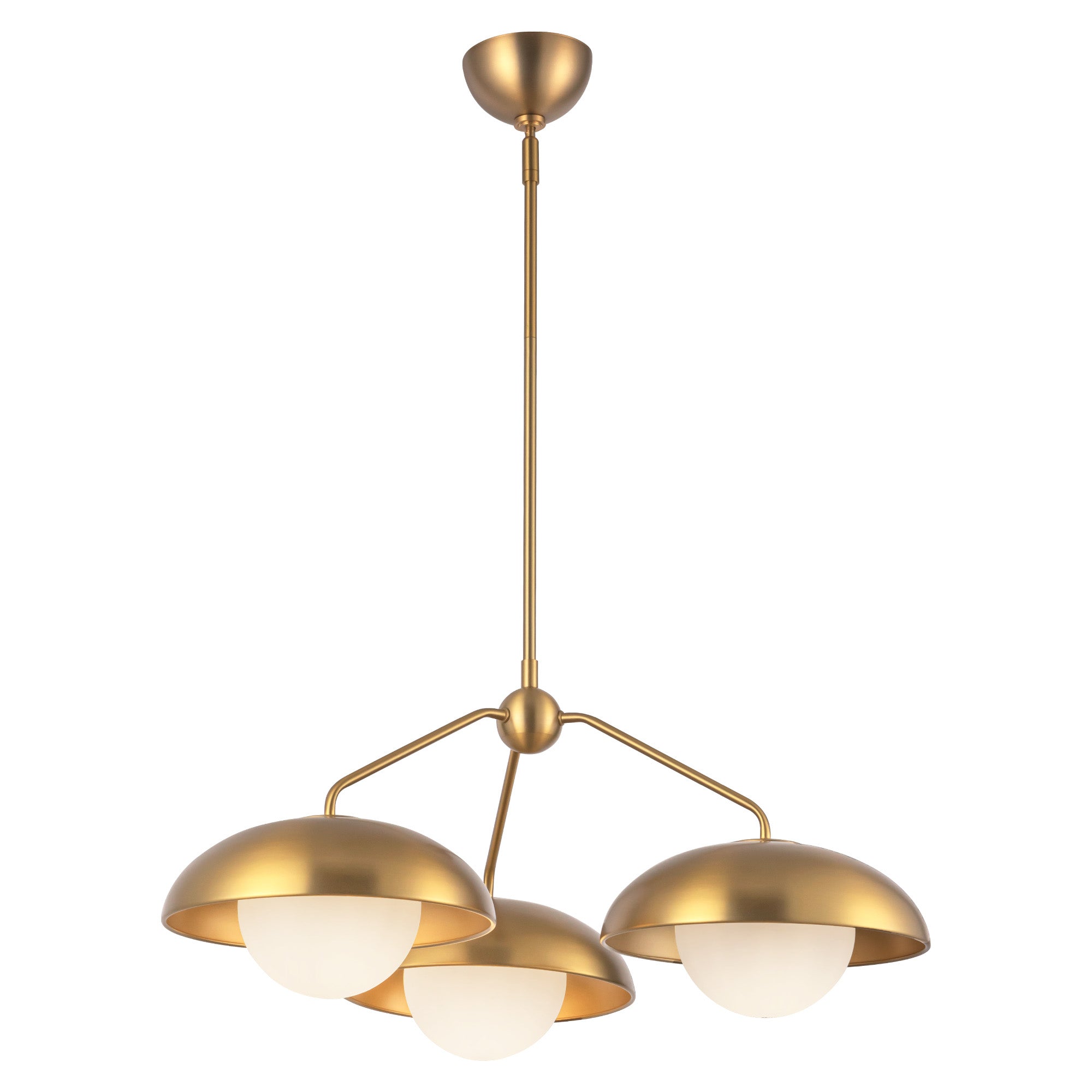 Rubio 28-in Aged Gold/Opal Matte Glass 3 Lights Chandeliers