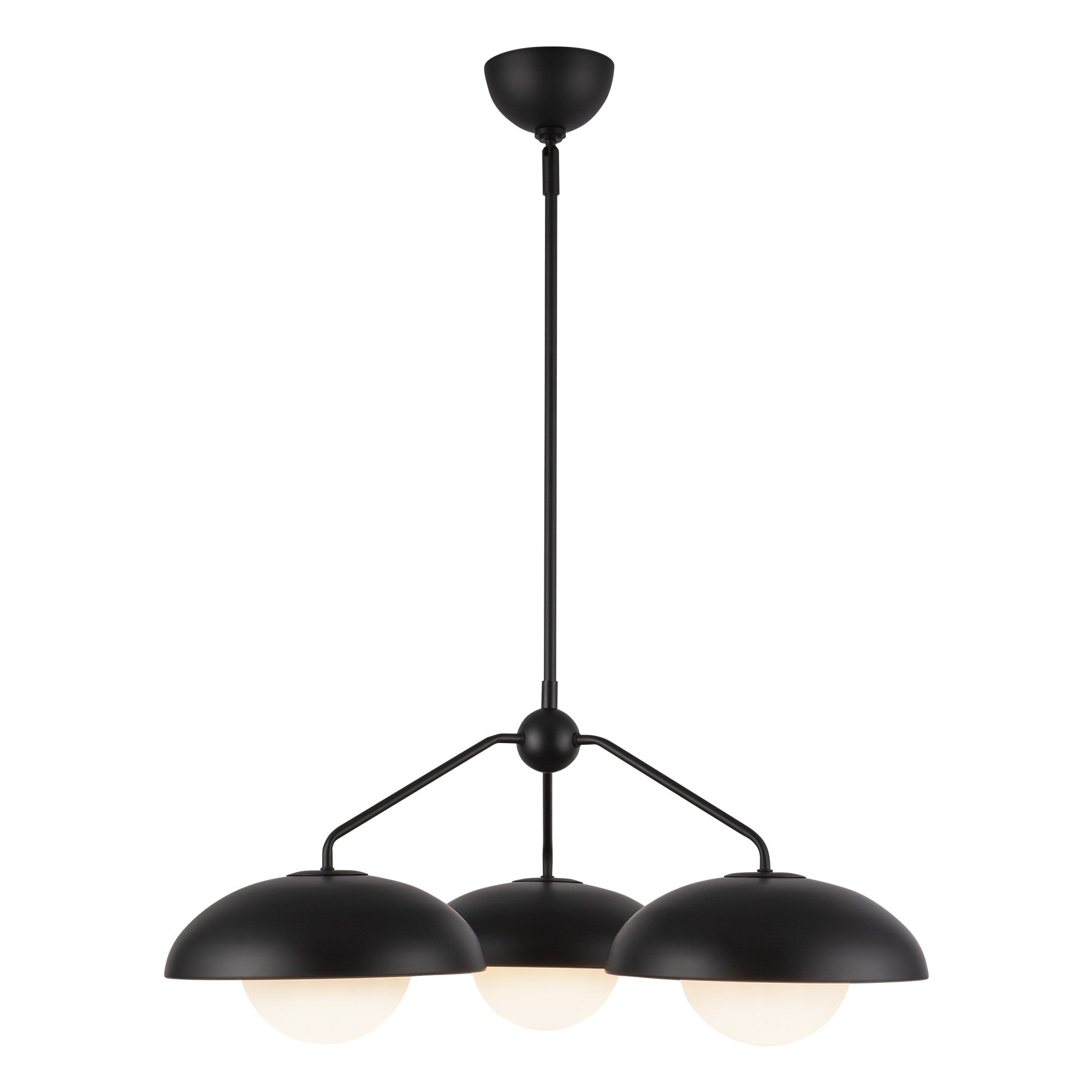 Rubio 28-in Matte Black/Opal Matte Glass 3 Lights Chandeliers