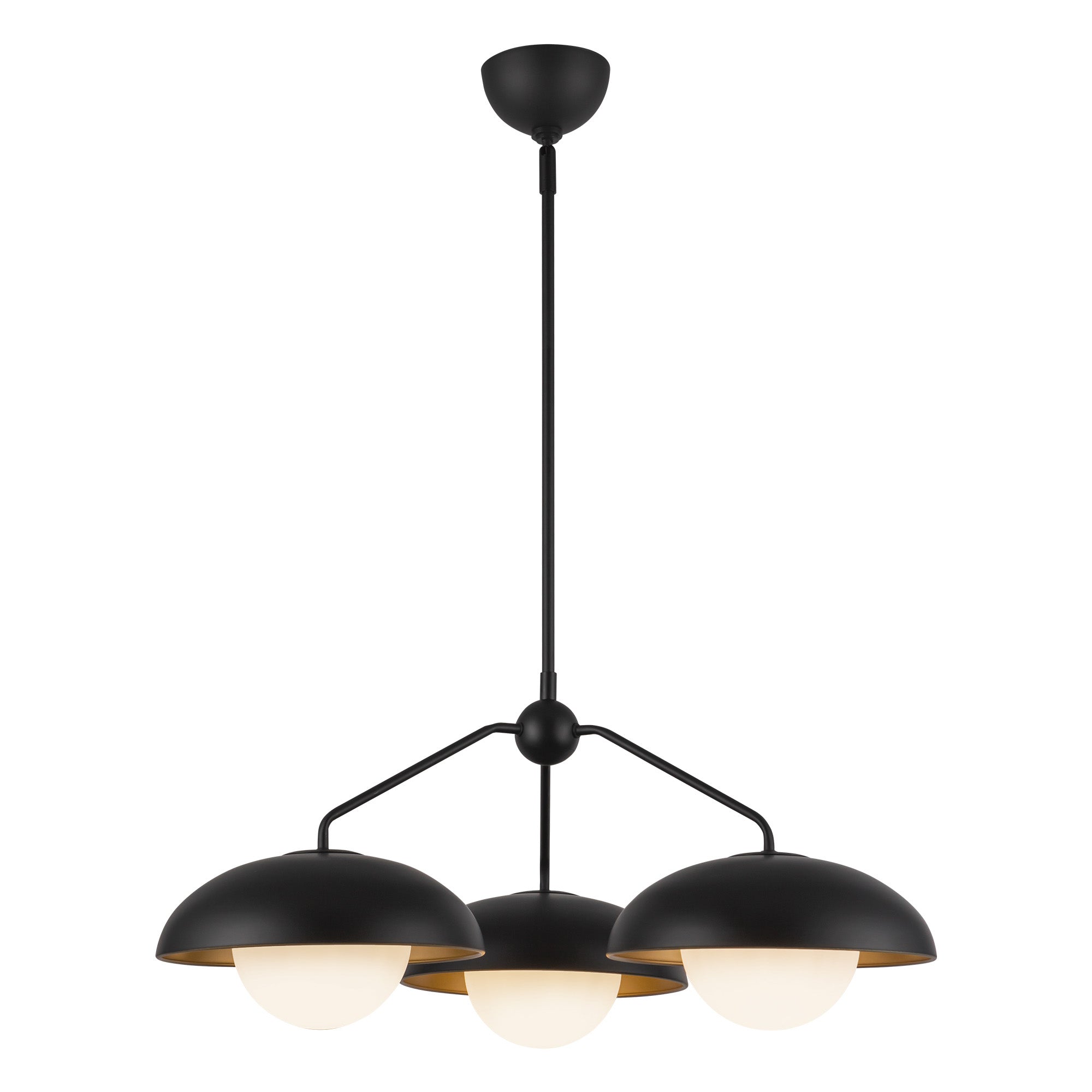 Rubio 28-in Matte Black/Opal Matte Glass 3 Lights Chandeliers