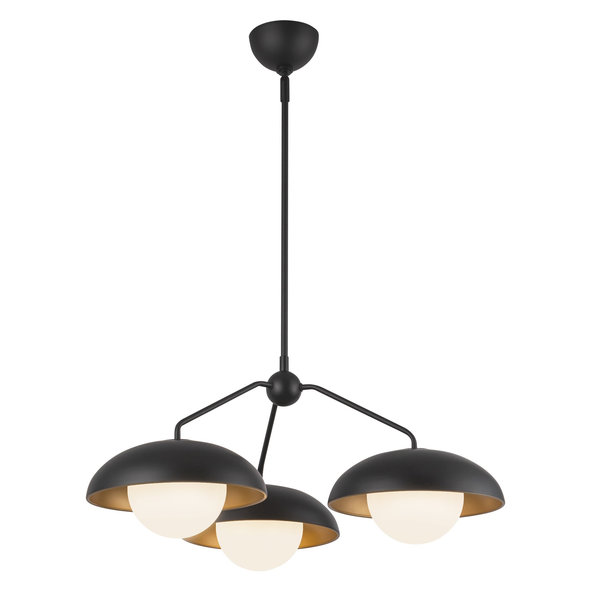 Rubio 28-in Matte Black/Opal Matte Glass 3 Lights Chandeliers