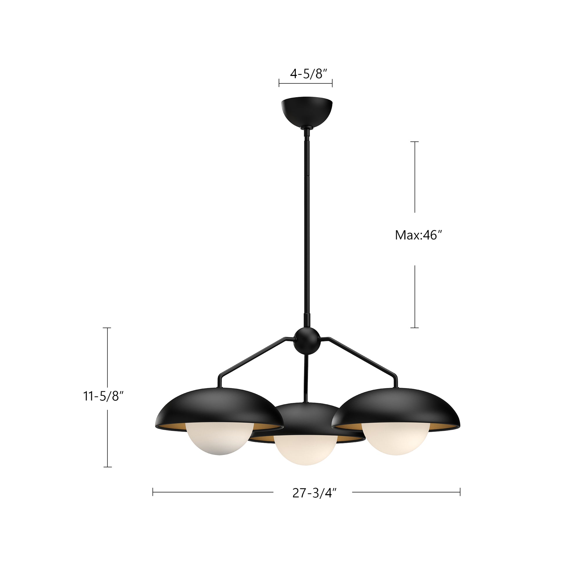 Rubio 28-in Aged Gold/Opal Matte Glass 3 Lights Chandeliers