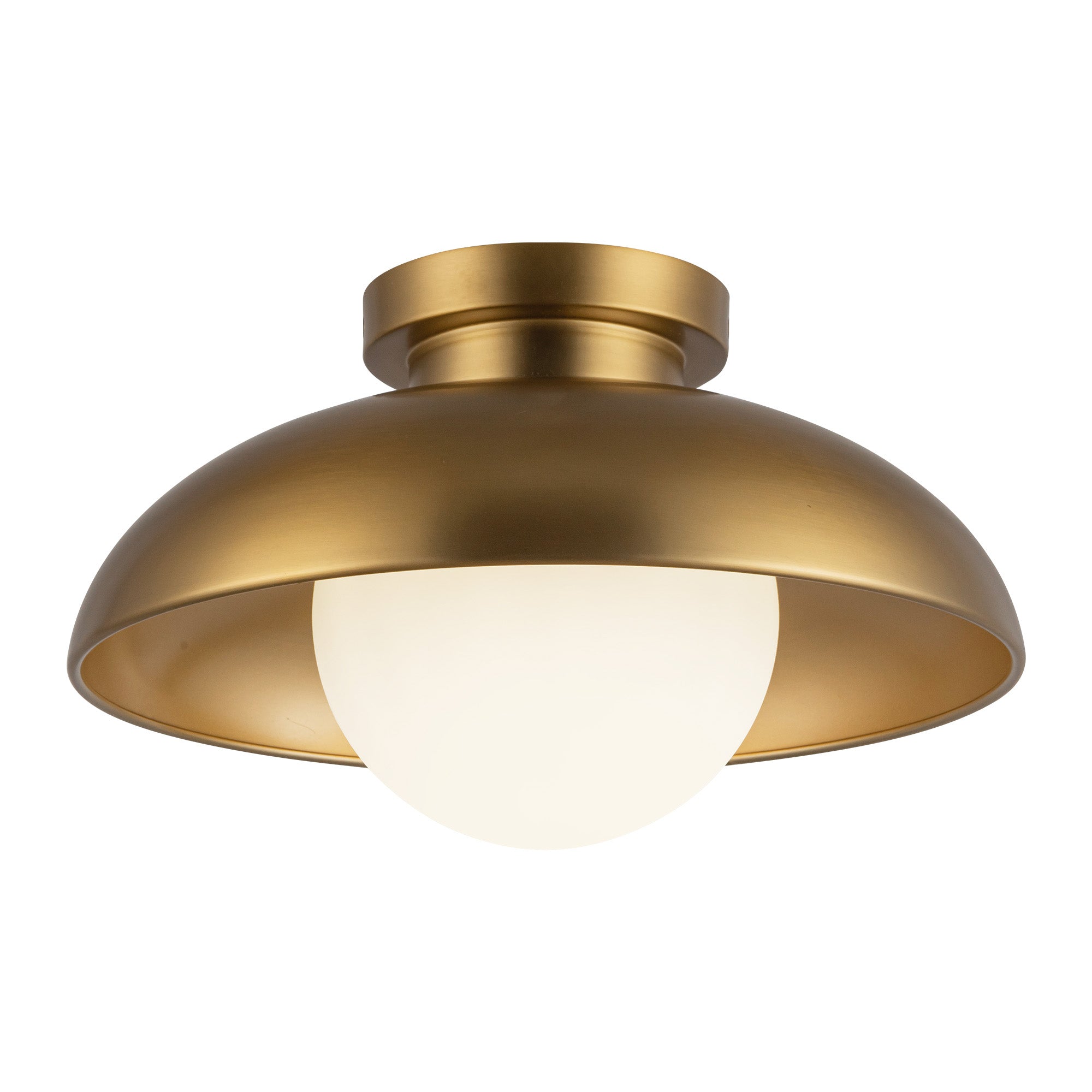 Rubio 12-in Aged Gold/Opal Matte Glass 1 Light Flush Mount