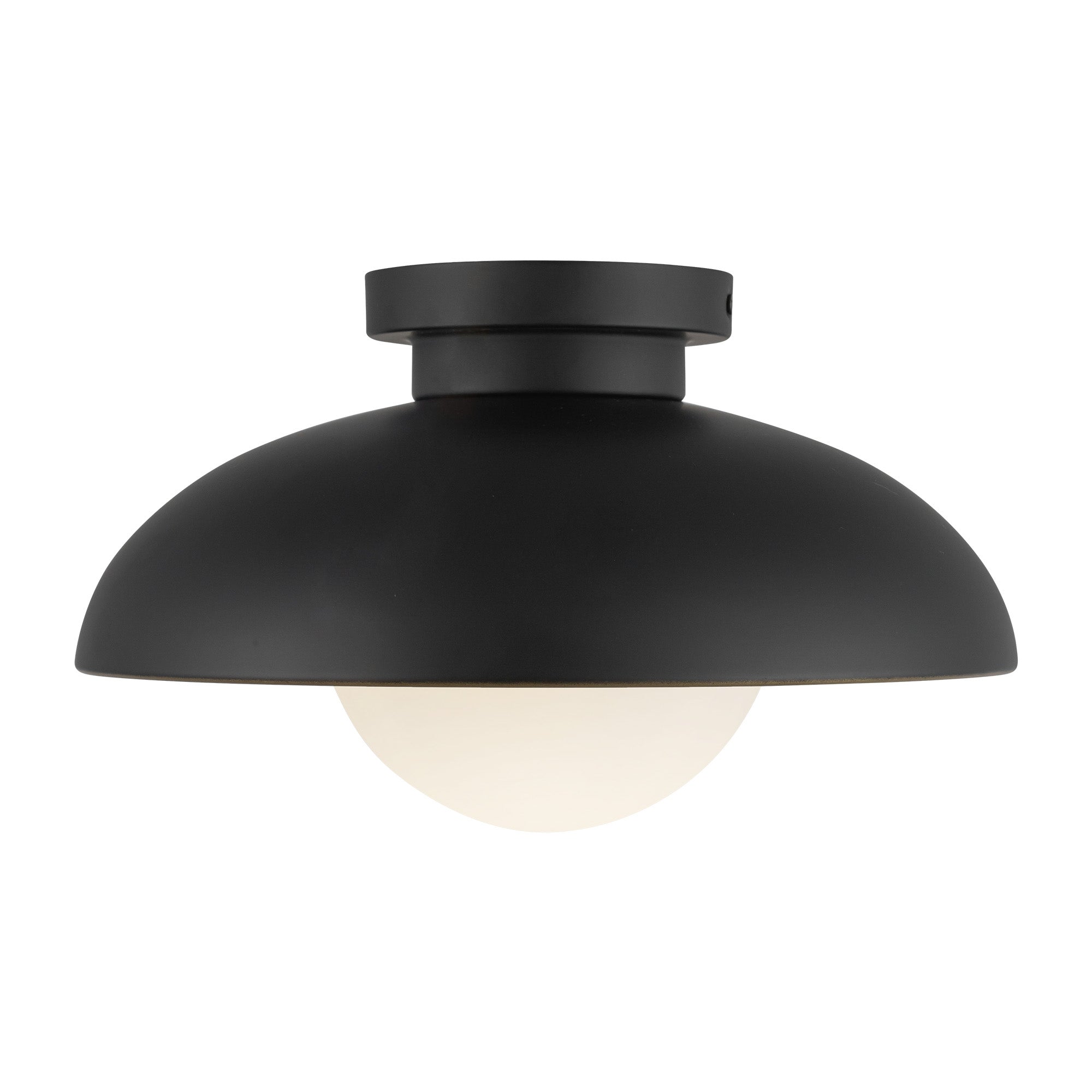 Rubio 11-in Matte Black/Opal Matte Glass 1 Light Flush Mount