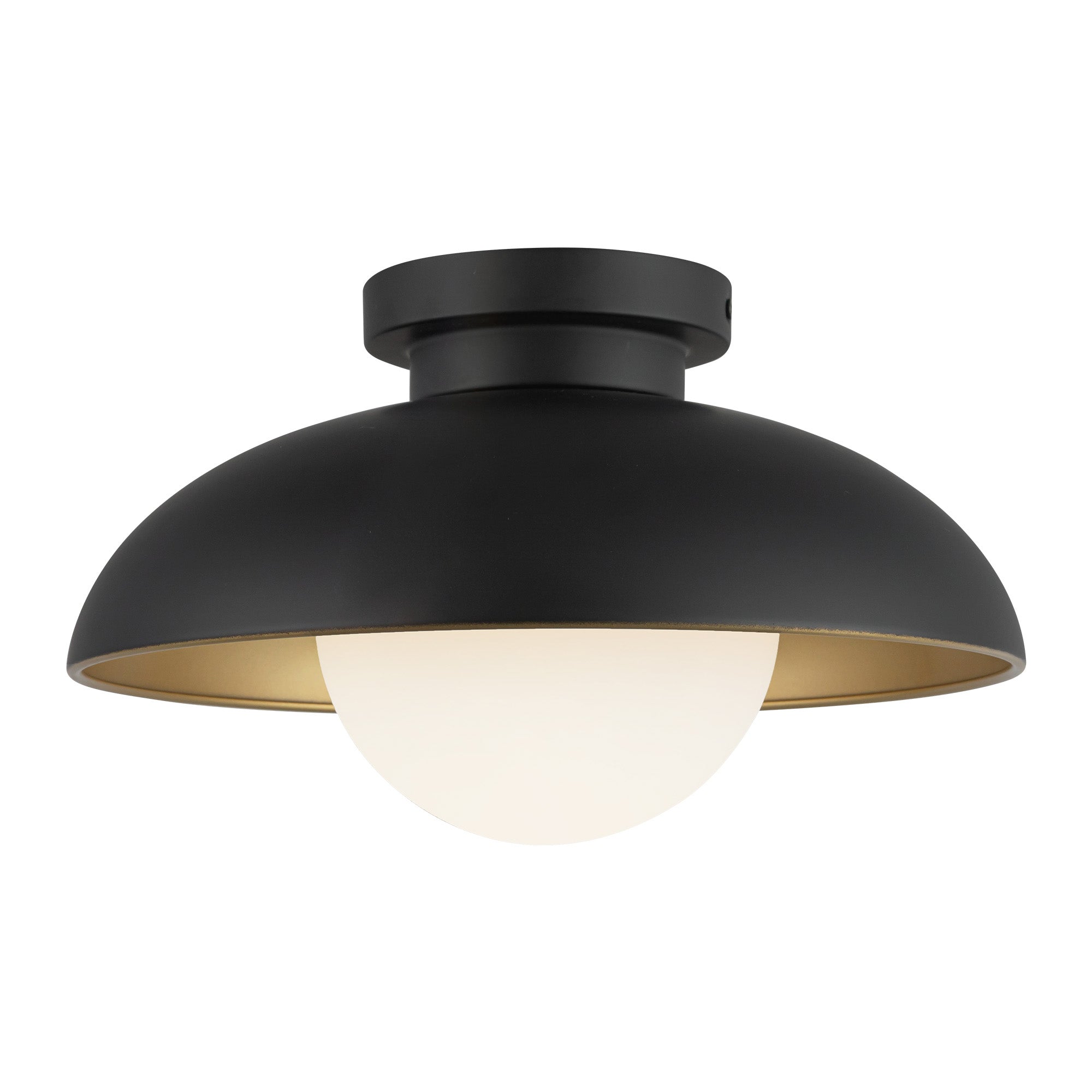 Rubio 11-in Matte Black/Opal Matte Glass 1 Light Flush Mount