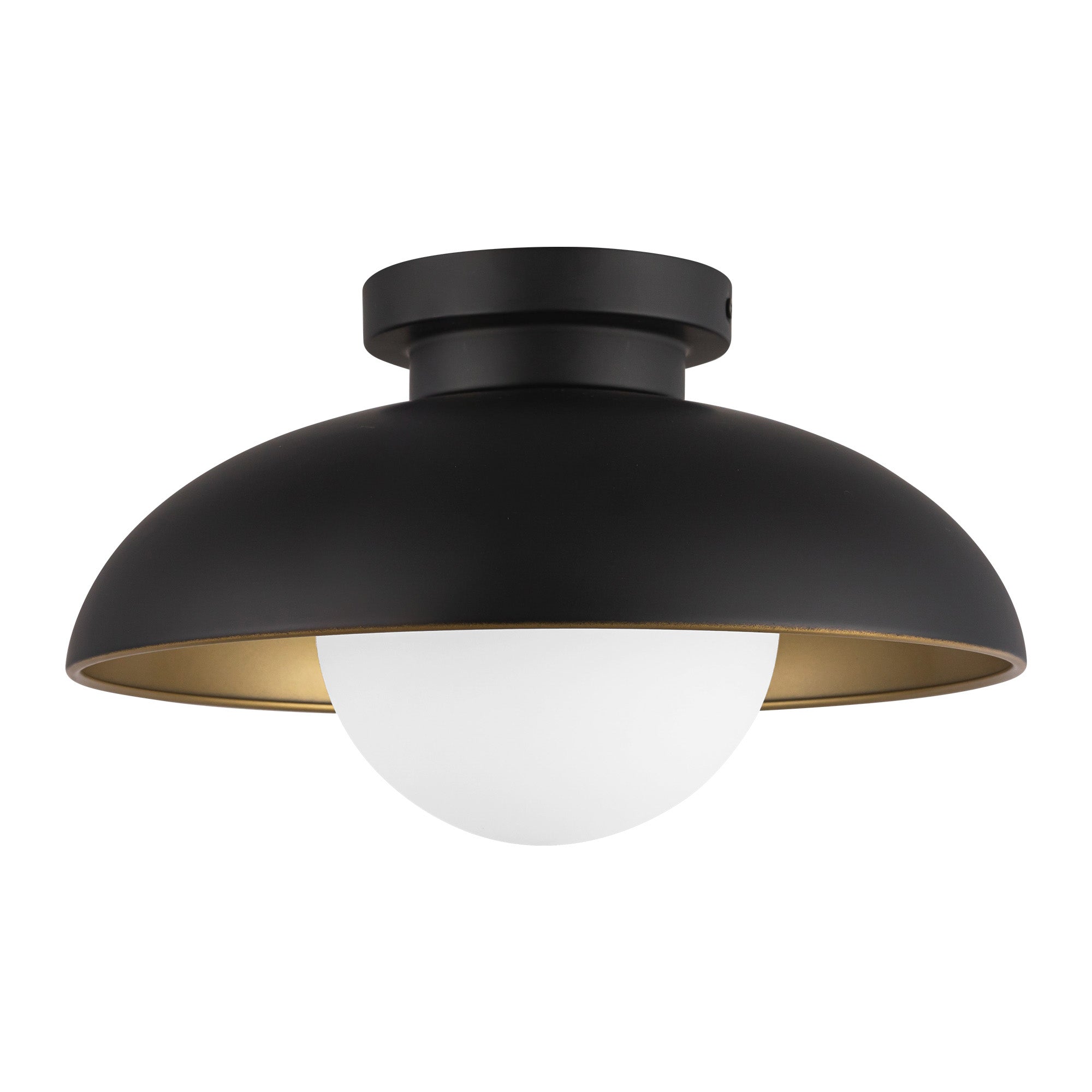 Rubio 11-in Matte Black/Opal Matte Glass 1 Light Flush Mount