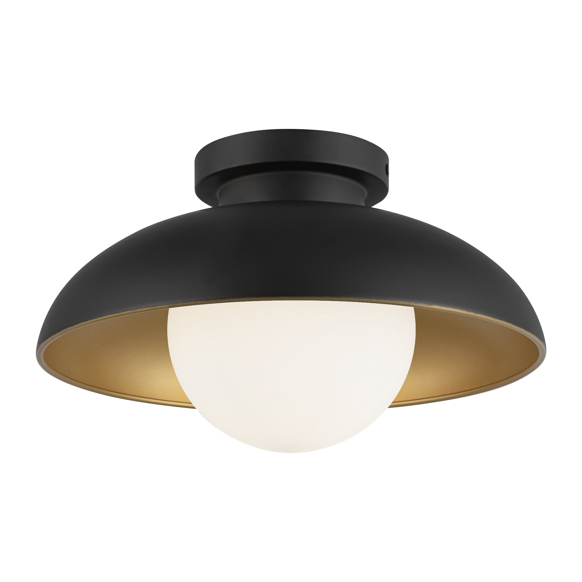 Rubio 11-in Matte Black/Opal Matte Glass 1 Light Flush Mount