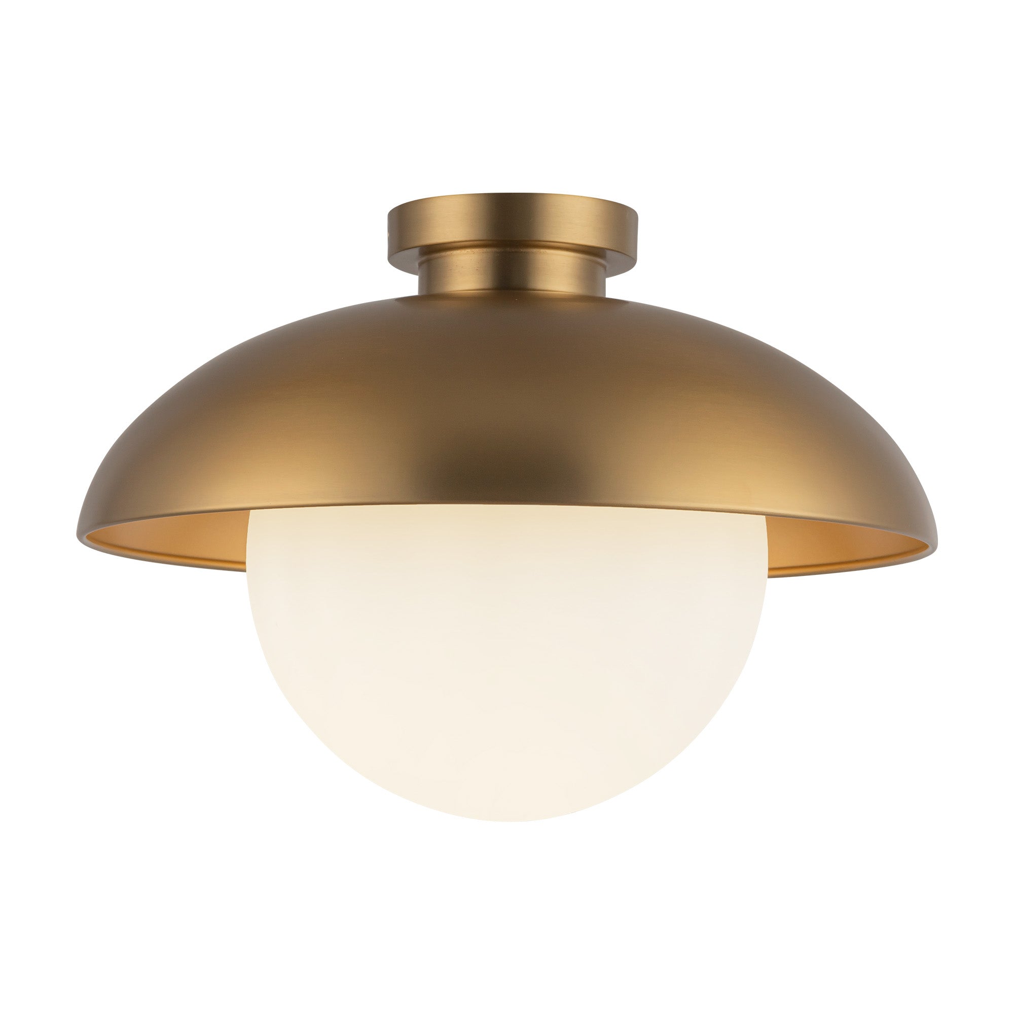 Rubio 16-in Aged Gold/Opal Matte Glass 1 Light Flush Mount