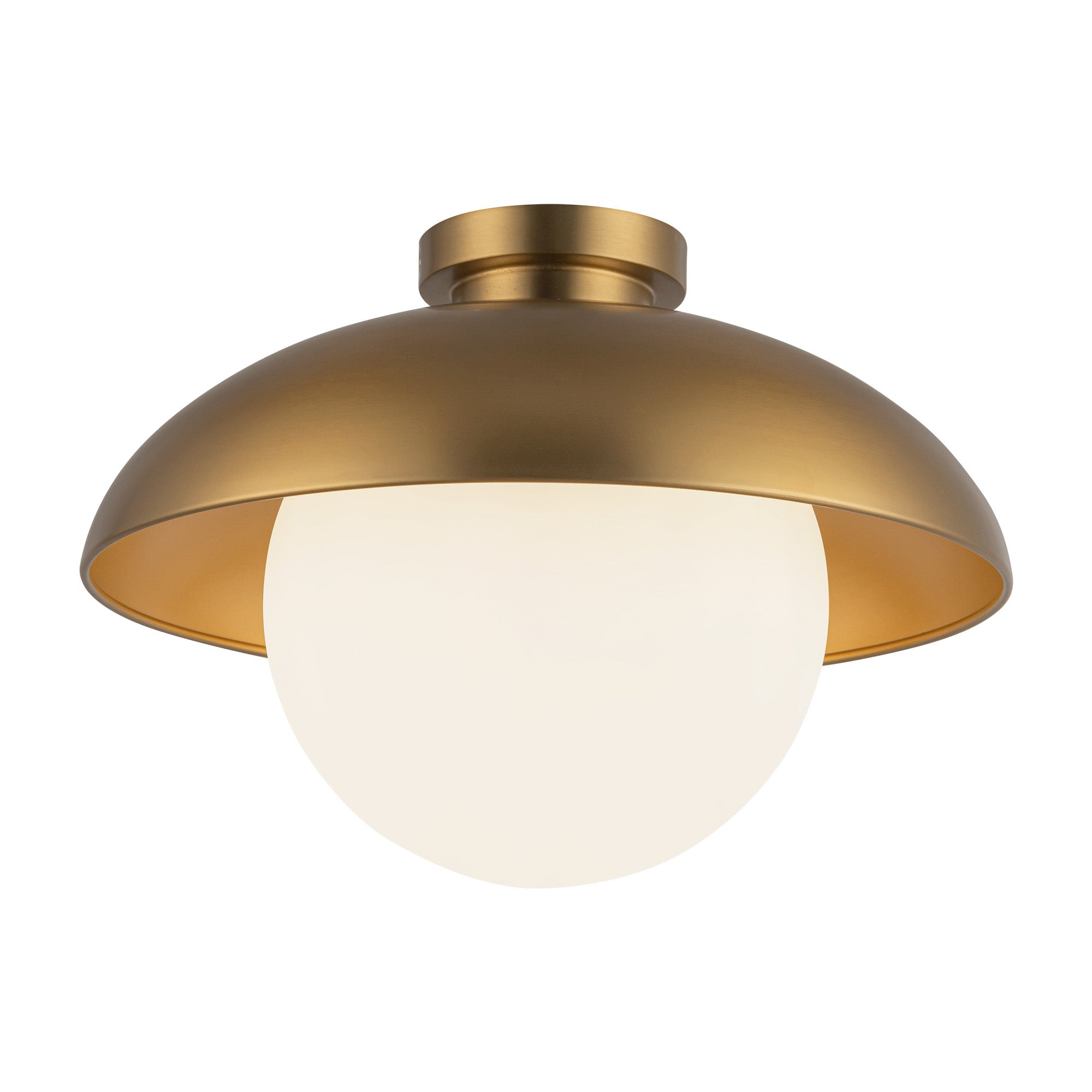 Rubio 16-in Aged Gold/Opal Matte Glass 1 Light Flush Mount