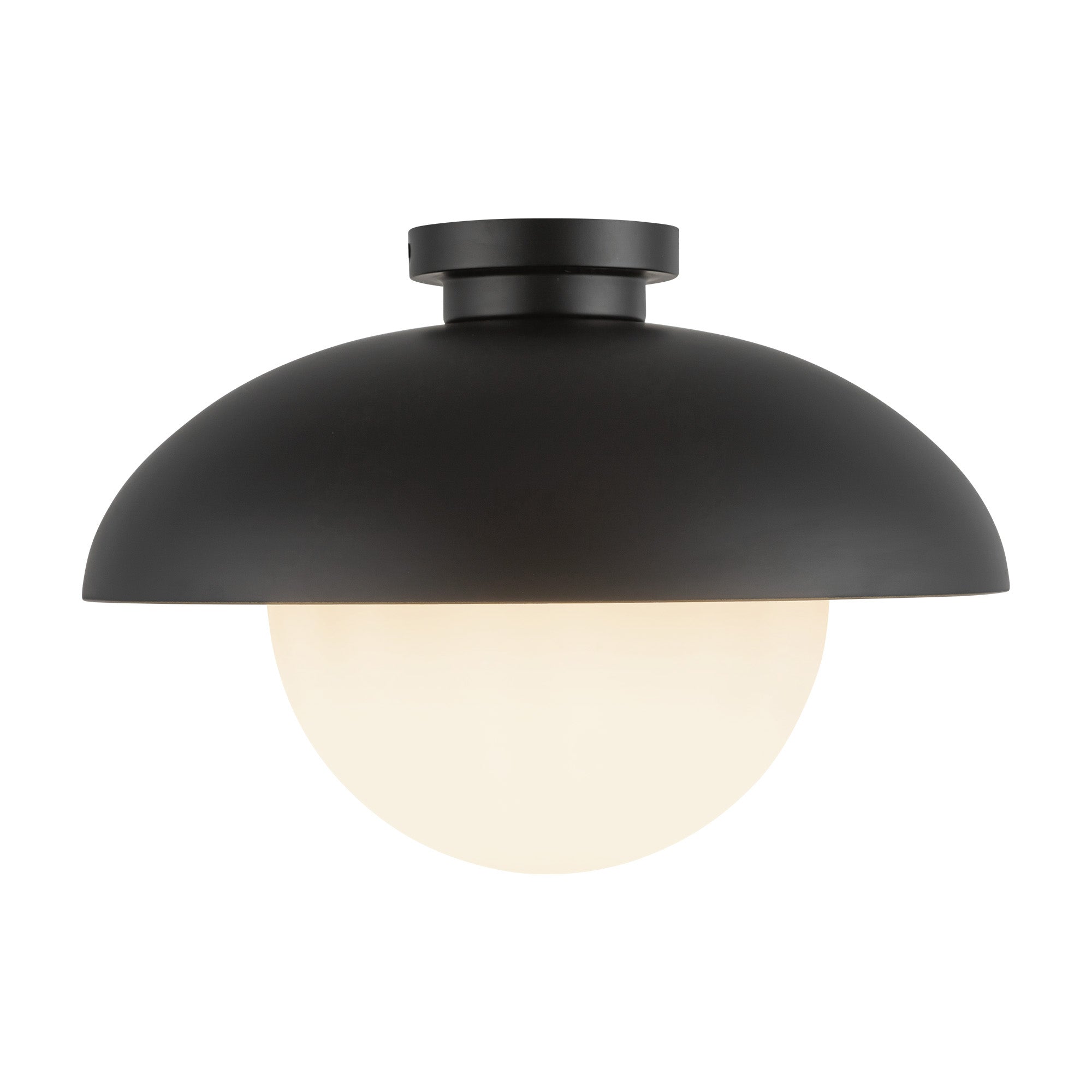 Rubio 16-in Matte Black/Opal Matte Glass 1 Light Flush Mount