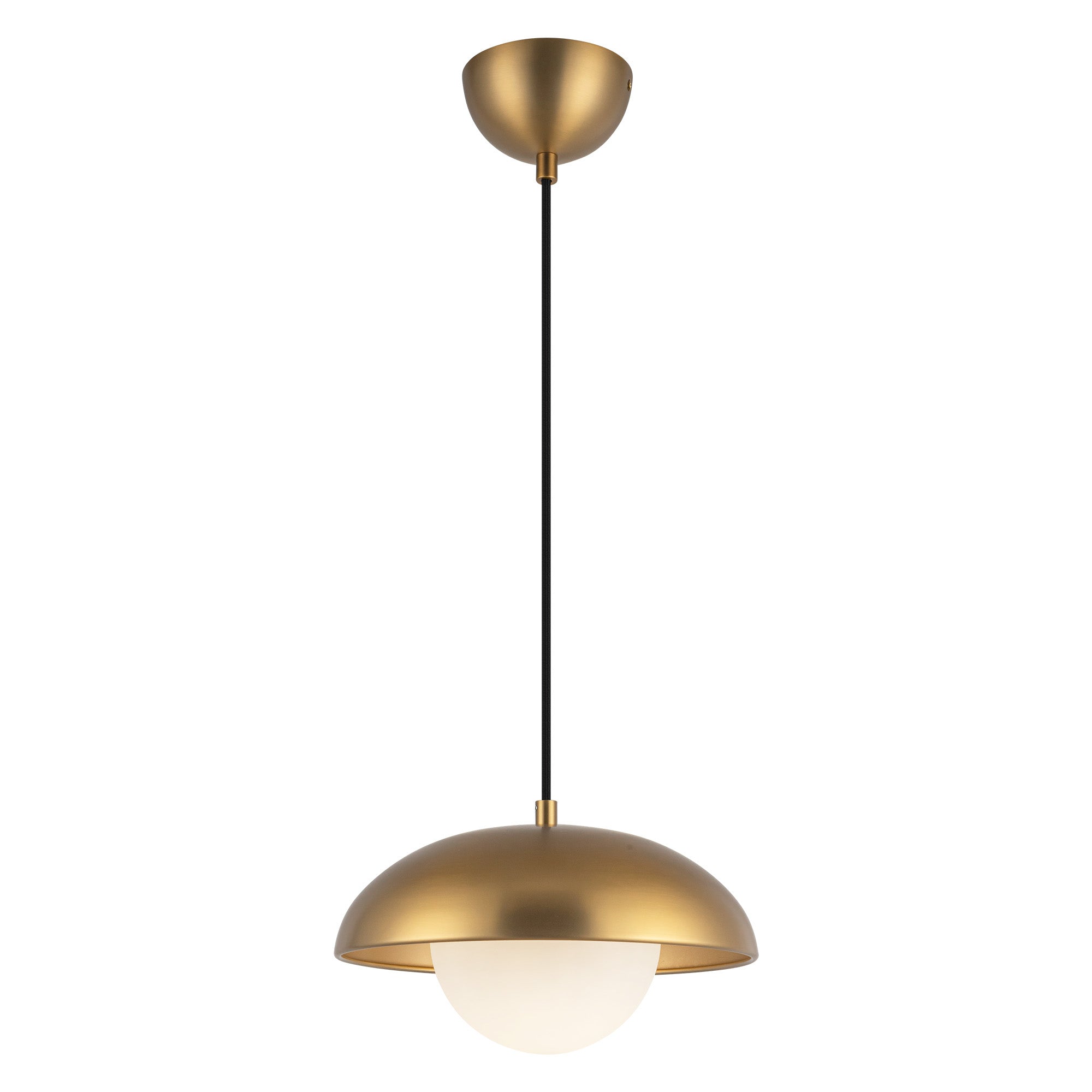 Rubio 11-in Aged Gold/Opal Matte Glass 1 Light Pendant