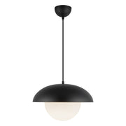 Rubio 16-in Matte Black/Opal Matte Glass 1 Light Pendant