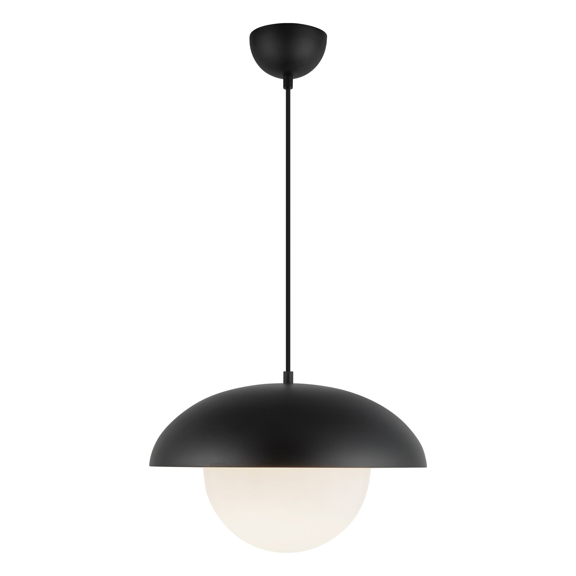 Rubio 16-in Matte Black/Opal Matte Glass 1 Light Pendant