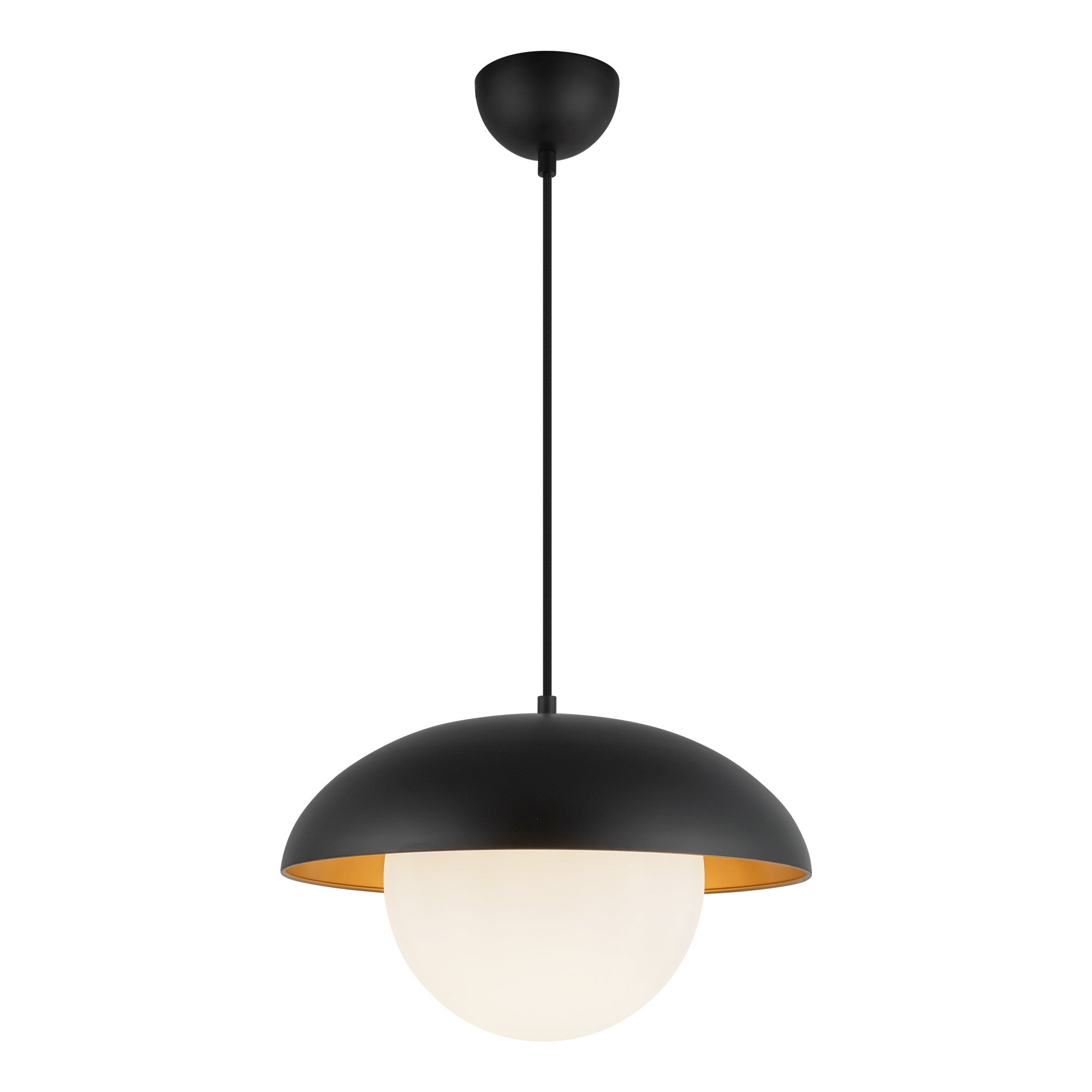 Rubio 16-in Matte Black/Opal Matte Glass 1 Light Pendant